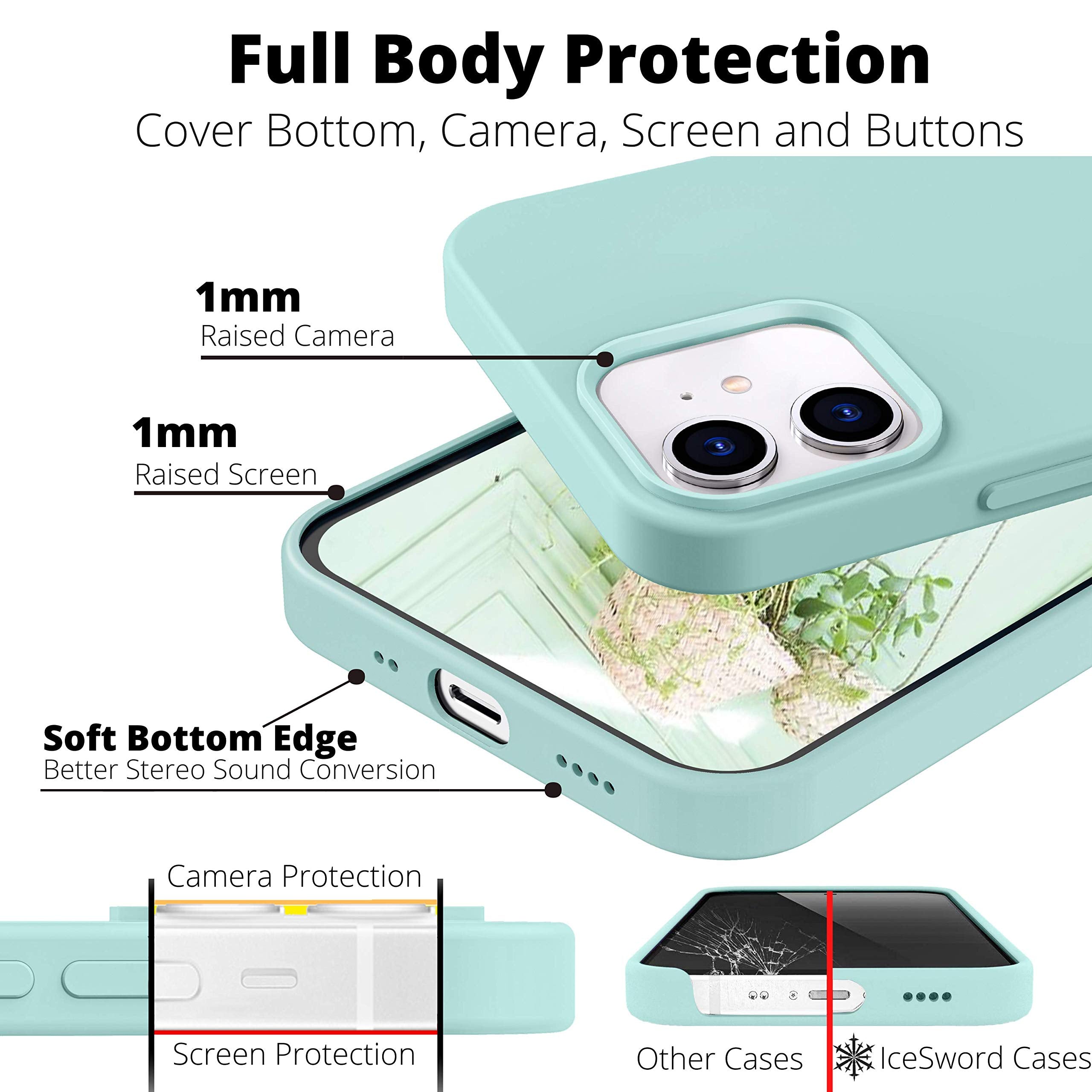 IceSword iPhone 13 Mini Case Slim Shockproof Silicone Microfiber Lining Mint Green