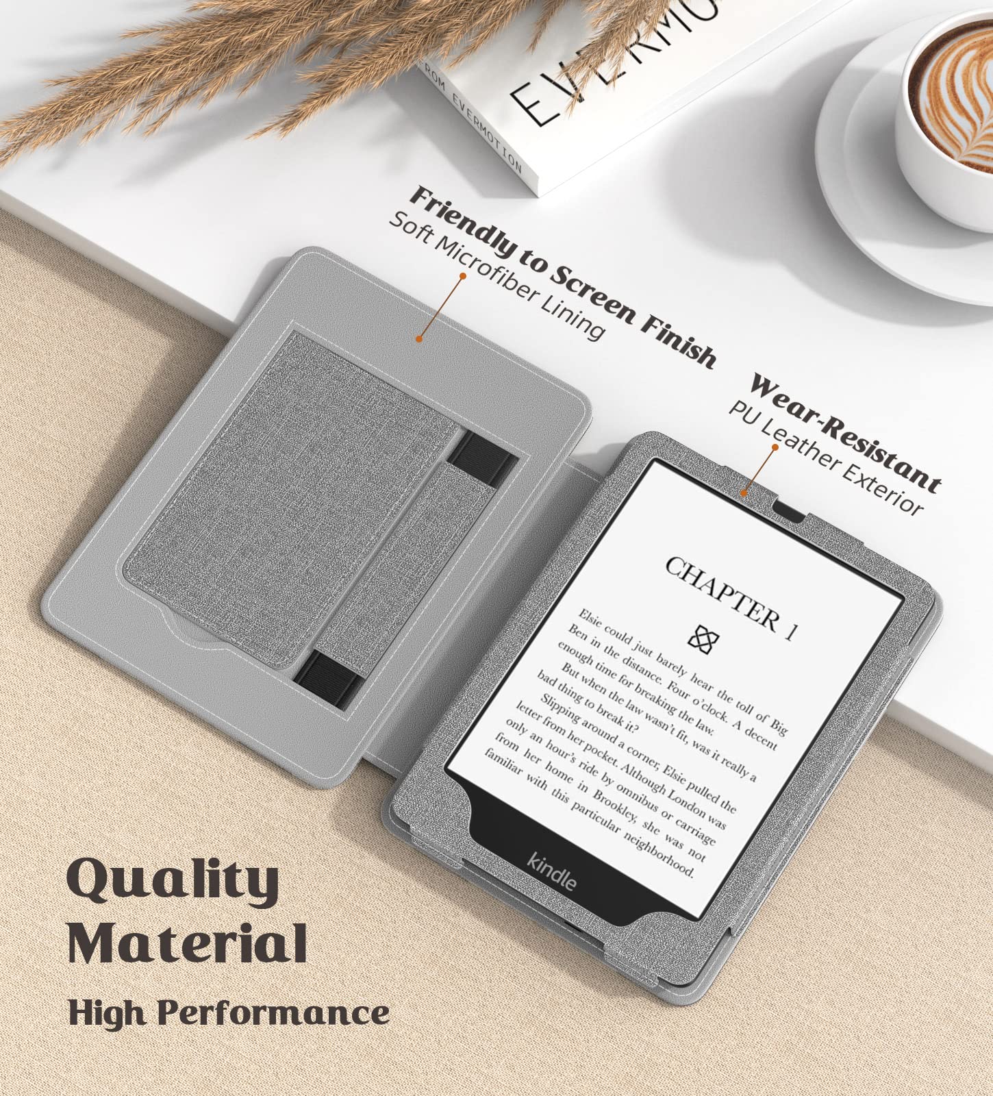 Moko Case For Kindle Paperwhite 11Th Generation 2021 Release, Slim Pu Shell Cover With Auto Wake/Sleep, Denim Gray