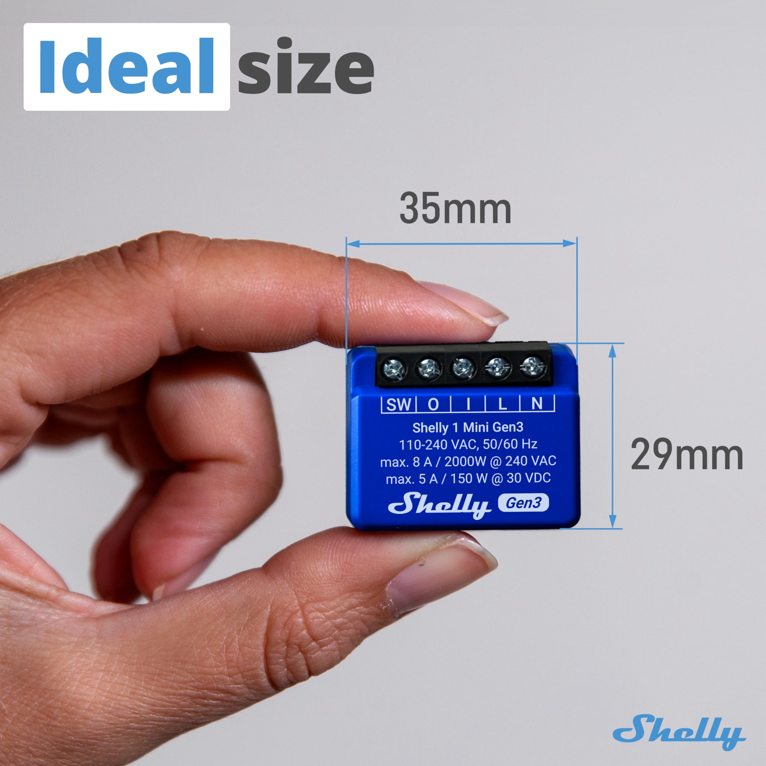 Shelly 1 Mini Gen3 | Wifi Smart Switch Relay 1 Channel 8A | Home Automation | Bluetooth Gateway | Compatible With Alexa & Google