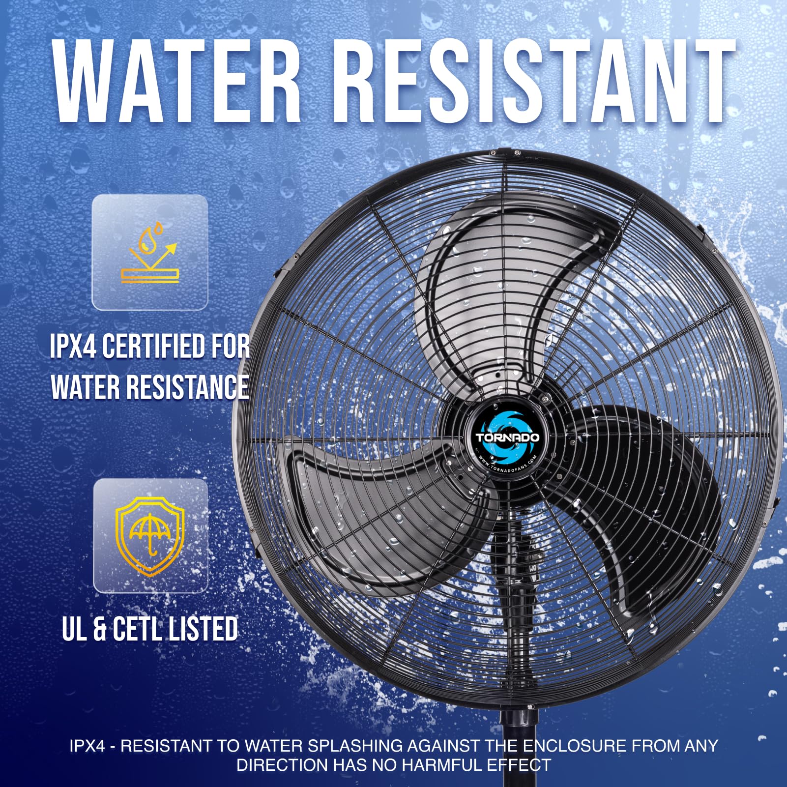 Tornado   20 Inch High Velocity Metal Oscillating Pedestal Fan 5250 Cfm   Commercial, Industrial Use Water Resistant