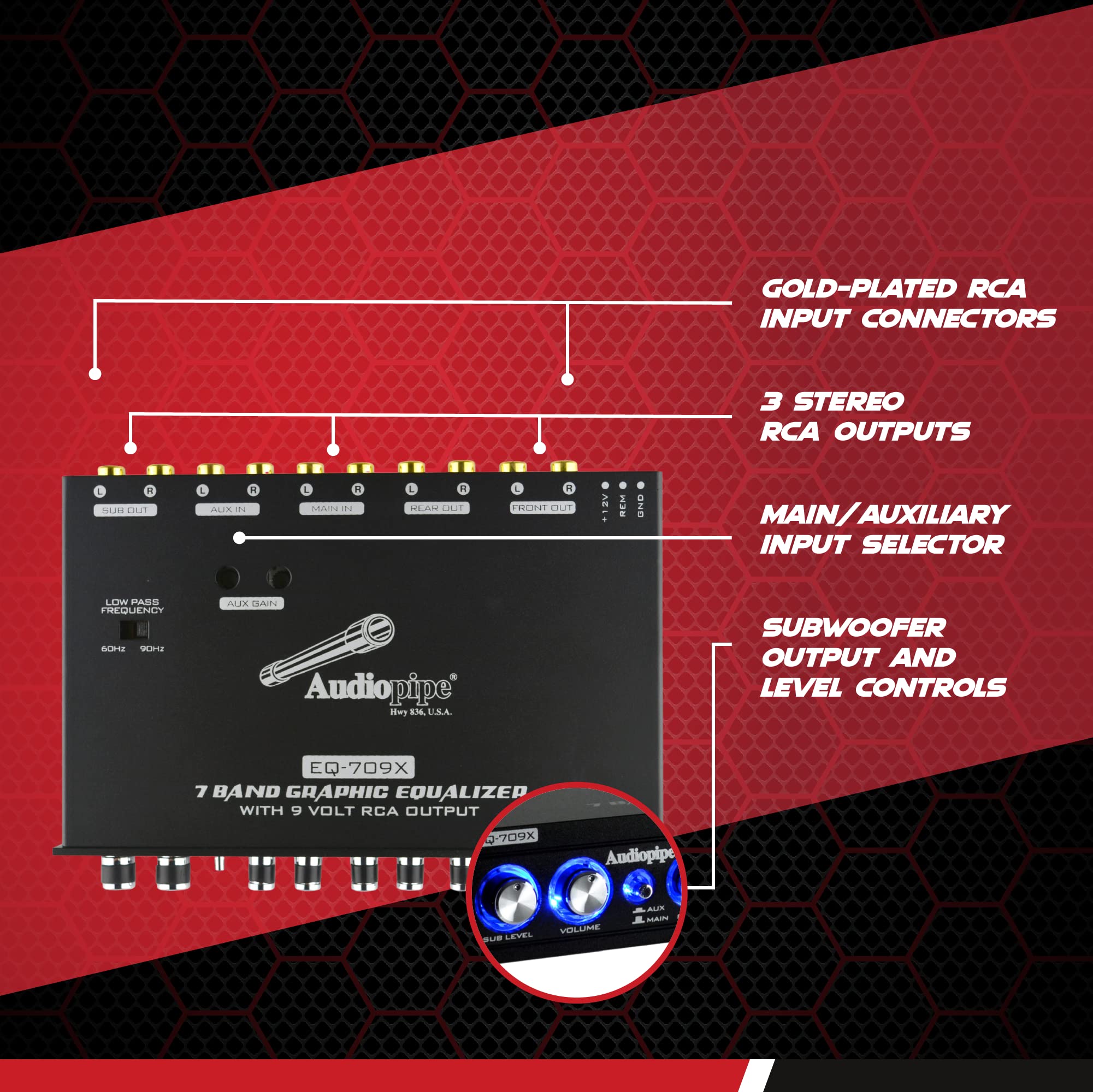 Audiopipe Eq 709X 7 Band Graphic In Dash Equalizer