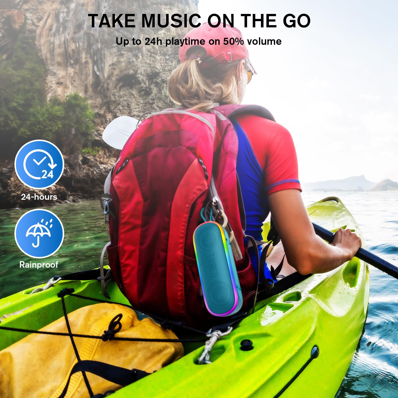 Meguo Bluetooth Speakers,Ipx7 Waterproof Speaker With 20W Powerful Sound,Portable Wireless Speakers With Extral Bass,For Beach P