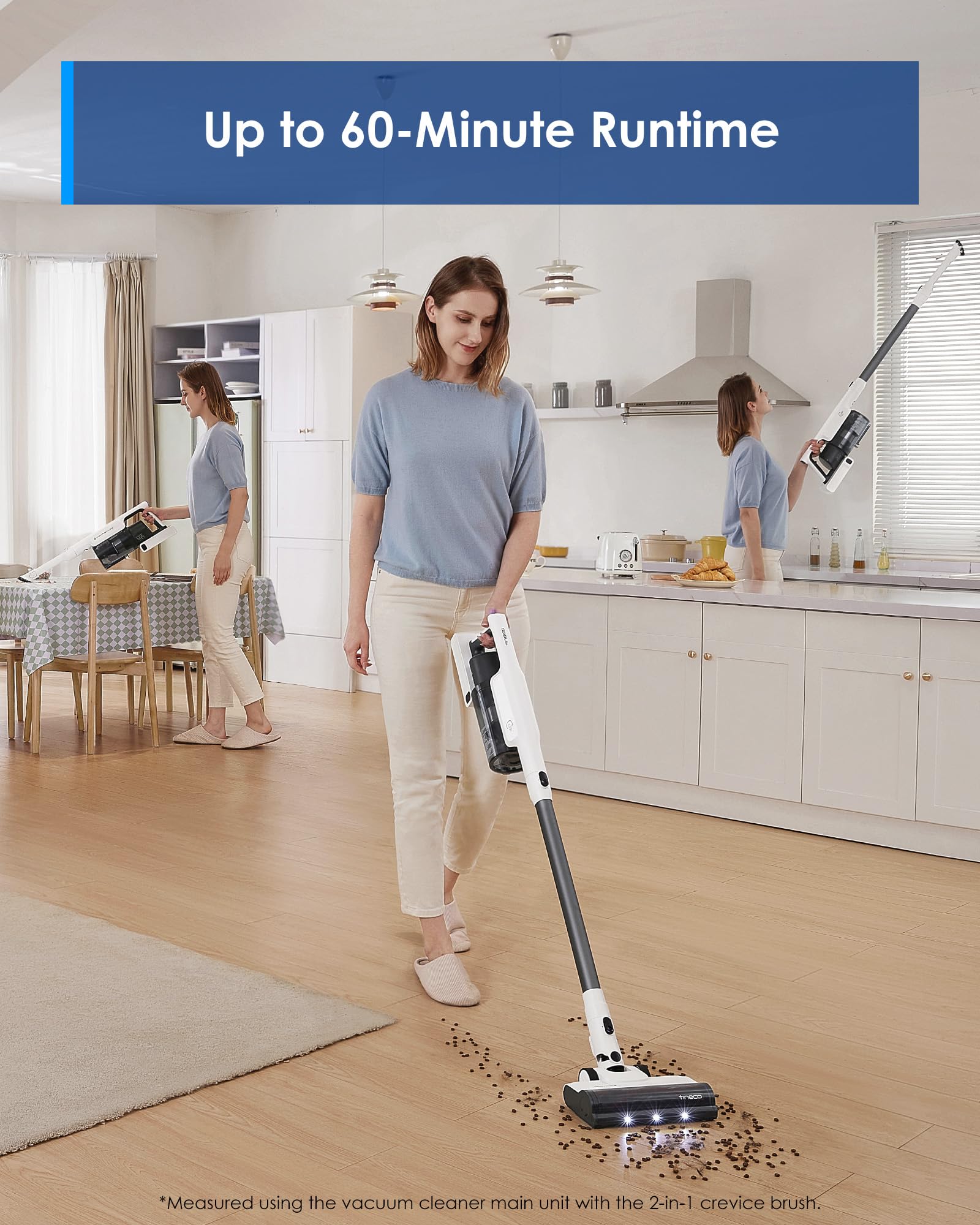 Tineco A30S Cordless Stick Vacuum Cleaner, 160W Powerful Suction, 60 Minutes Runtime, 1L Larger Dustbin, Rechargeable Lightweigh