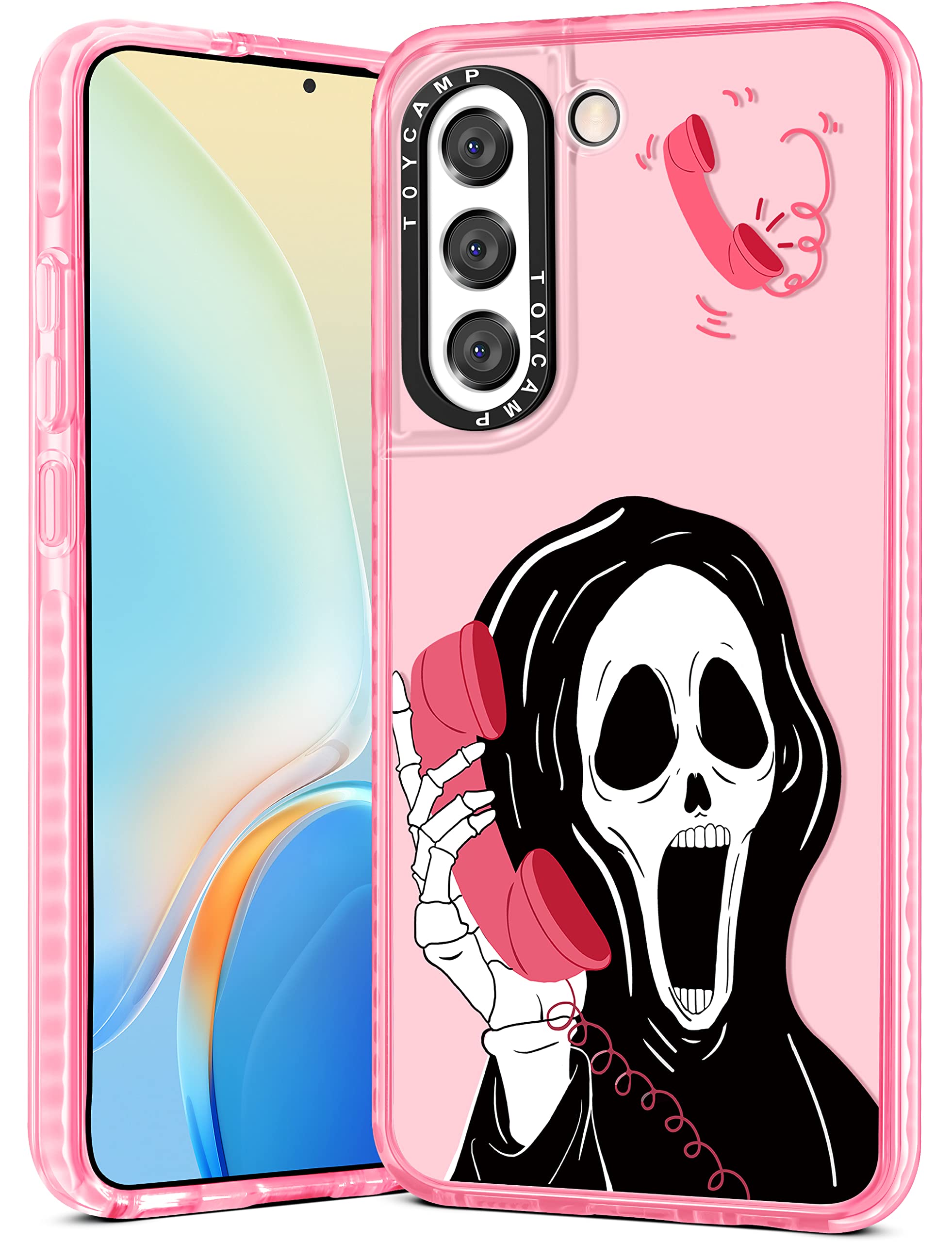 Toycamp Case For Samsung Galaxy S21, Cute Design For Women Girls Girly Boys Teens Skeleton Skull Cartoon Print Case, (6.2 Inch),