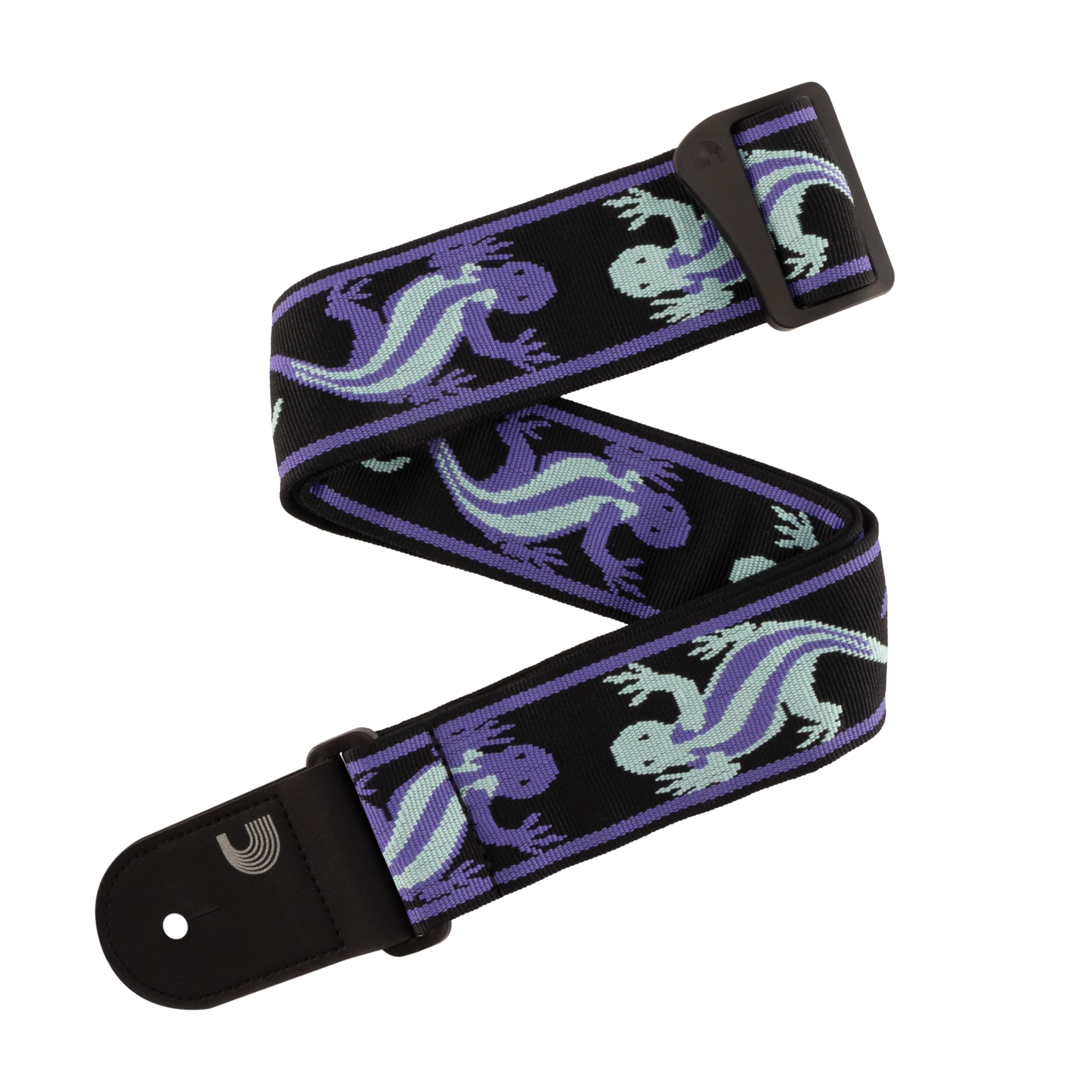 DAddario Guitar Strap  Acoustic & Electric Guitar Accessories  Eco Leather Ends  Vintage Lizard, Green & Blue
