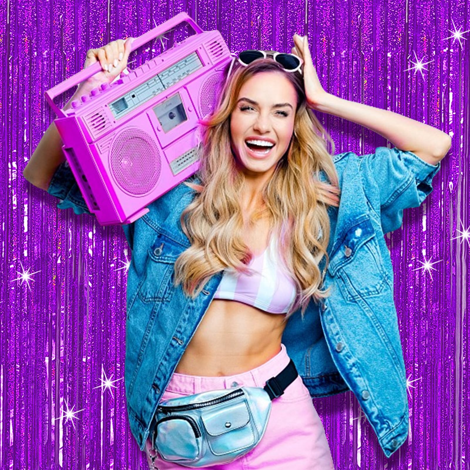 3 Pack Purple Backdrop Tinsel Streamers Foil Fringe Backdrop Halloween Party Decorations Purple Backdrop Curtain Birthday Gradua