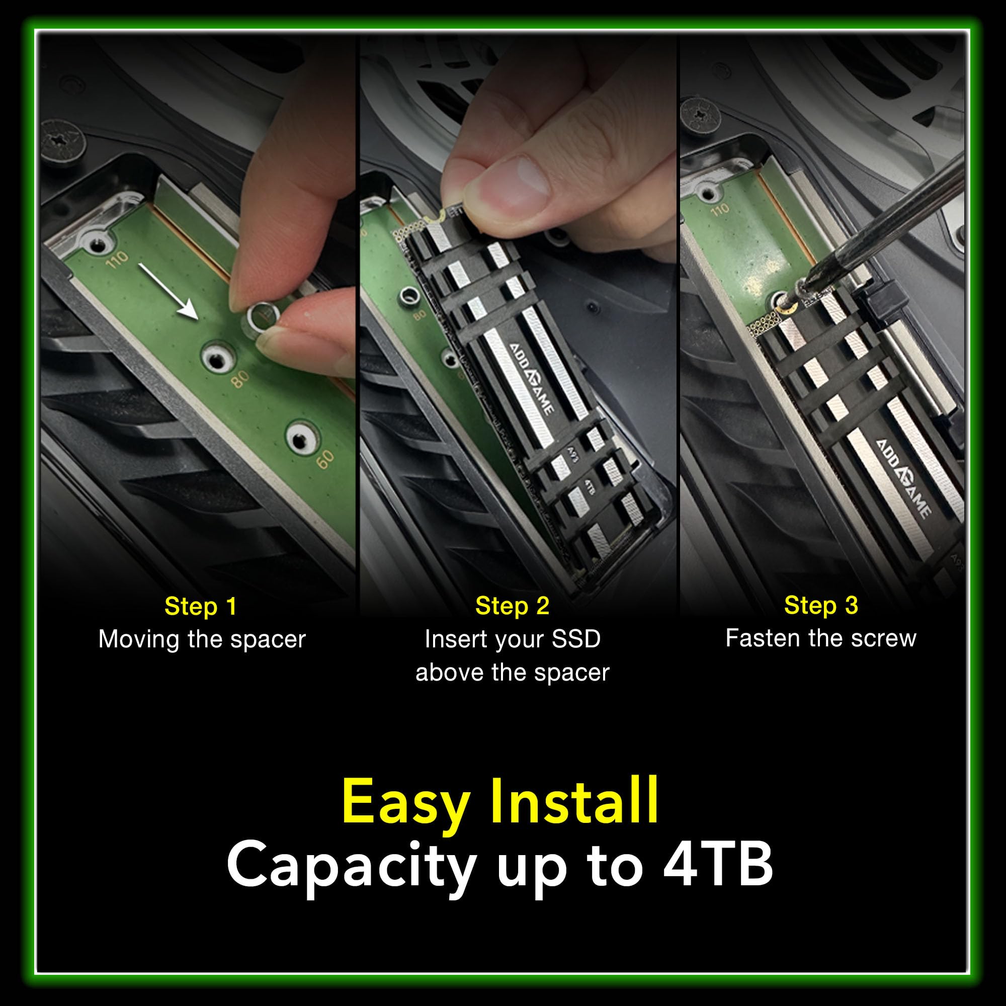 Addlink A93 4Tb Gaming Pc Ps5 Ssd With Heatsink, Up To 7400Mb/S, Gen 4 Pcie Nvme M.2 2280, Slc Cache Internal Hard Drive