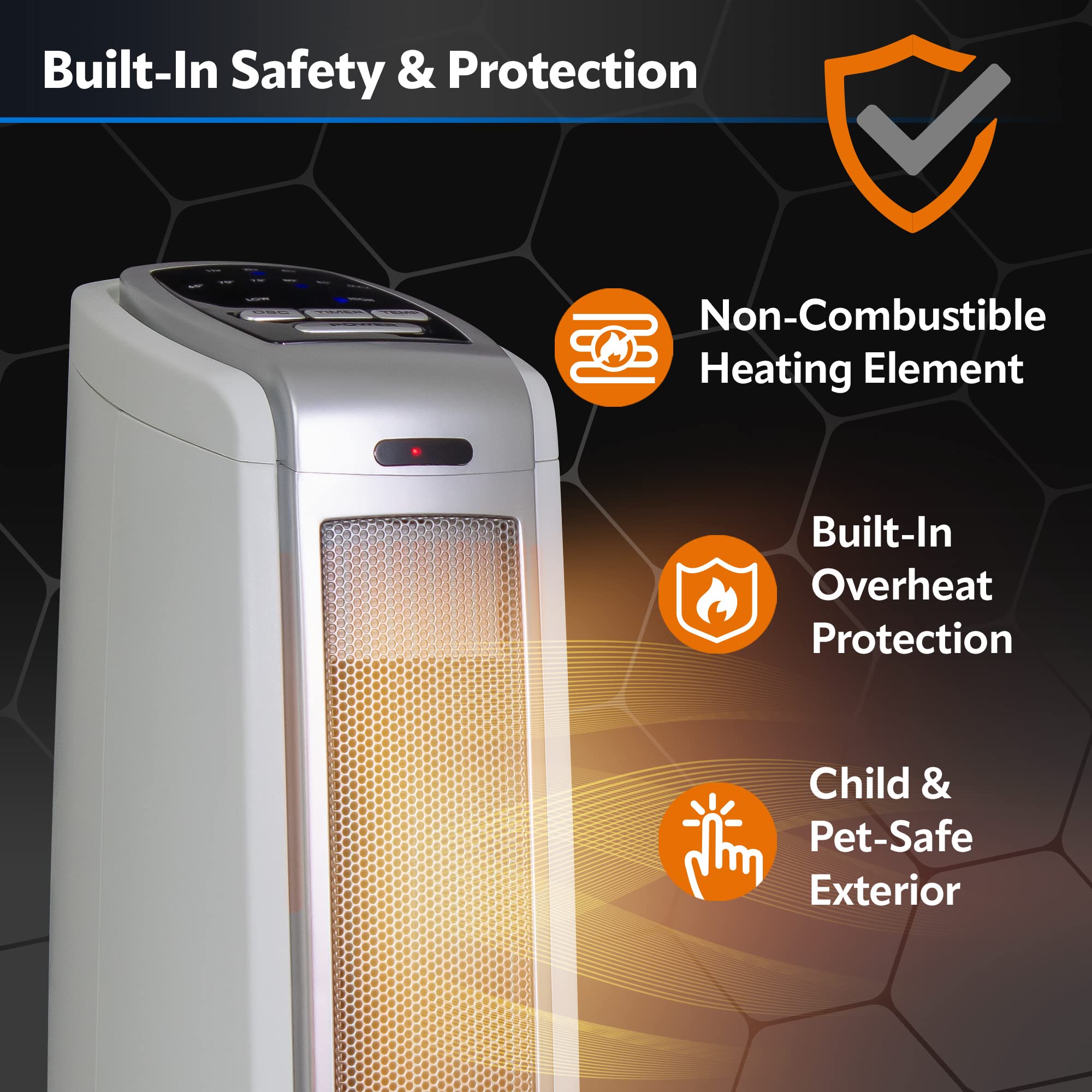 Lasko Oscillating Ceramic Tower Space Heater For Home With Overheat Protection, Timer, 22.5 Inches, Silver, 1500W, 5775, 7.5L X