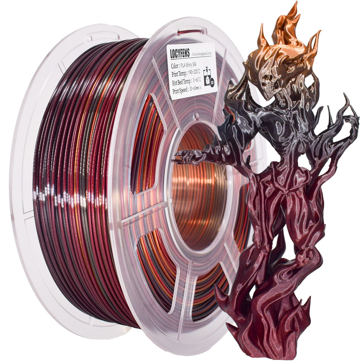 Locyfens 3D Printer Filament, Pla Filament Silk Gold Shiny Red Black Pla Filament 1.75Mm +/  0.02Mm, 3D Printing Filament 1Kg/2.