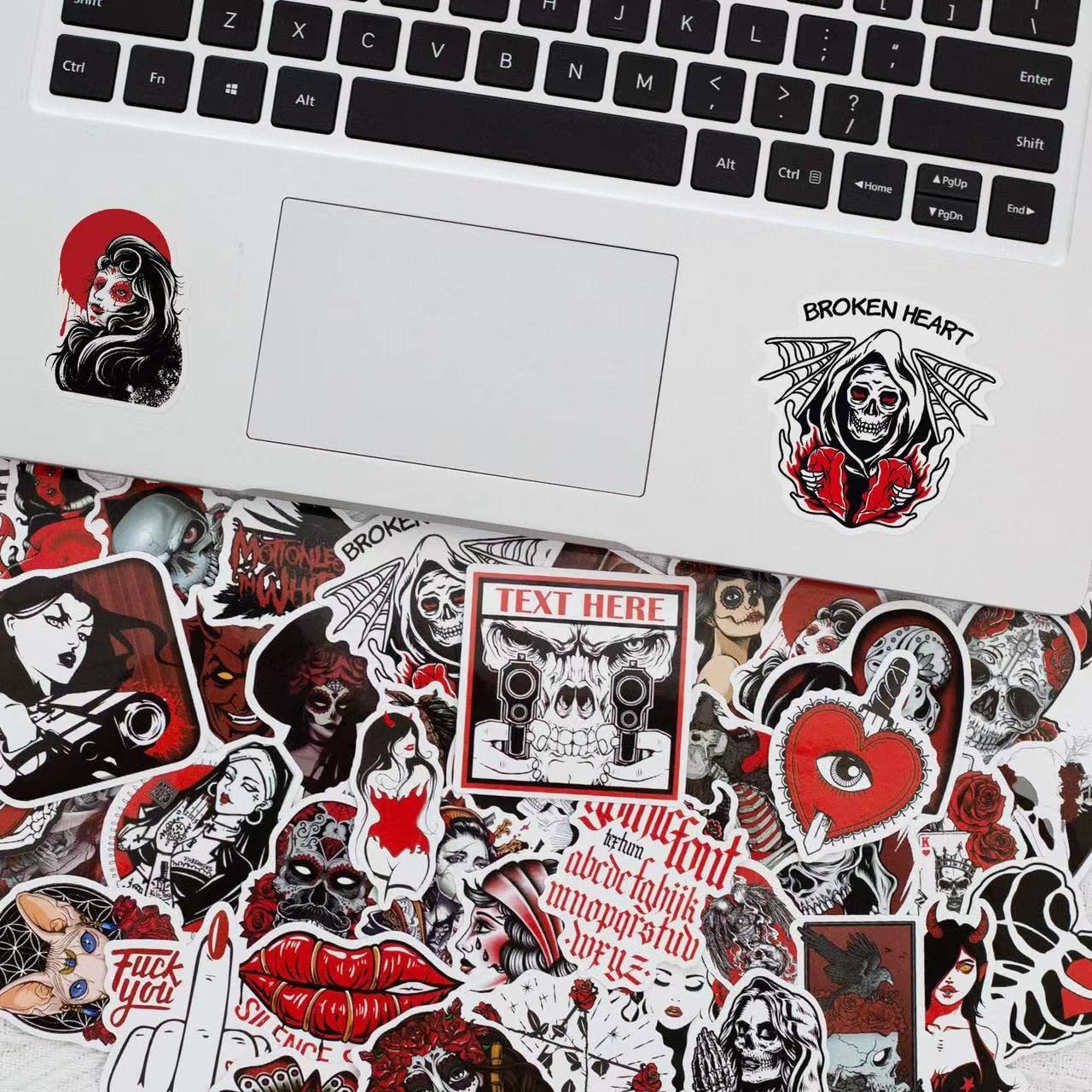 Taeekiy 50 Pcs Cool Goth Horror Stickers Decals. Horror Skull Stickers For Adults Girls Teens Mens.Vinyl Gothic Halloween Sticke