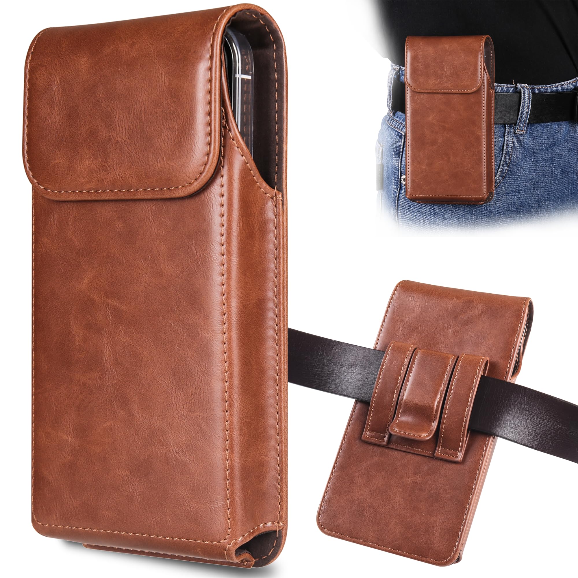 Ingido Holster For Galaxy S24 Ultra S23 Ultra S22 Ultra 5G Note 20 Ultra 5G Note 10+ Plus 5G, Premium Leather Pouch With Belt Cl