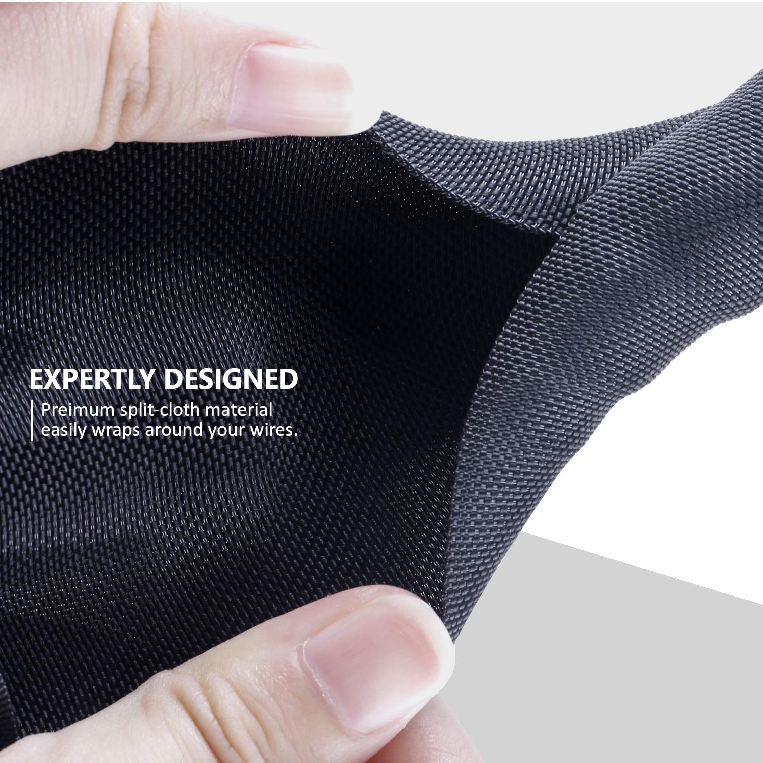 Mgi Speedware Woven Mesh Split Sleeve Wire Loom For High Temperature Automotive Harness And Home Cable Management   25 Feet (1/4