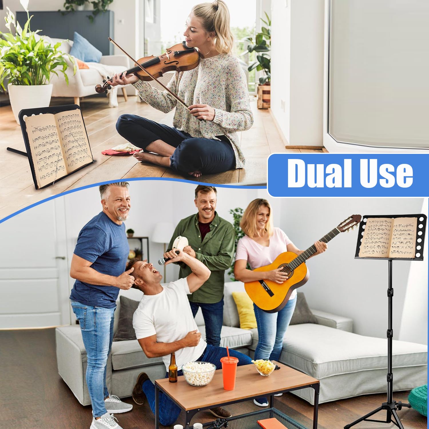 Tialero 70'' Sheet Music Stand With Light & Phone Holder, Portable Music Stand For Sheet Music High Stability, Height Adjustable