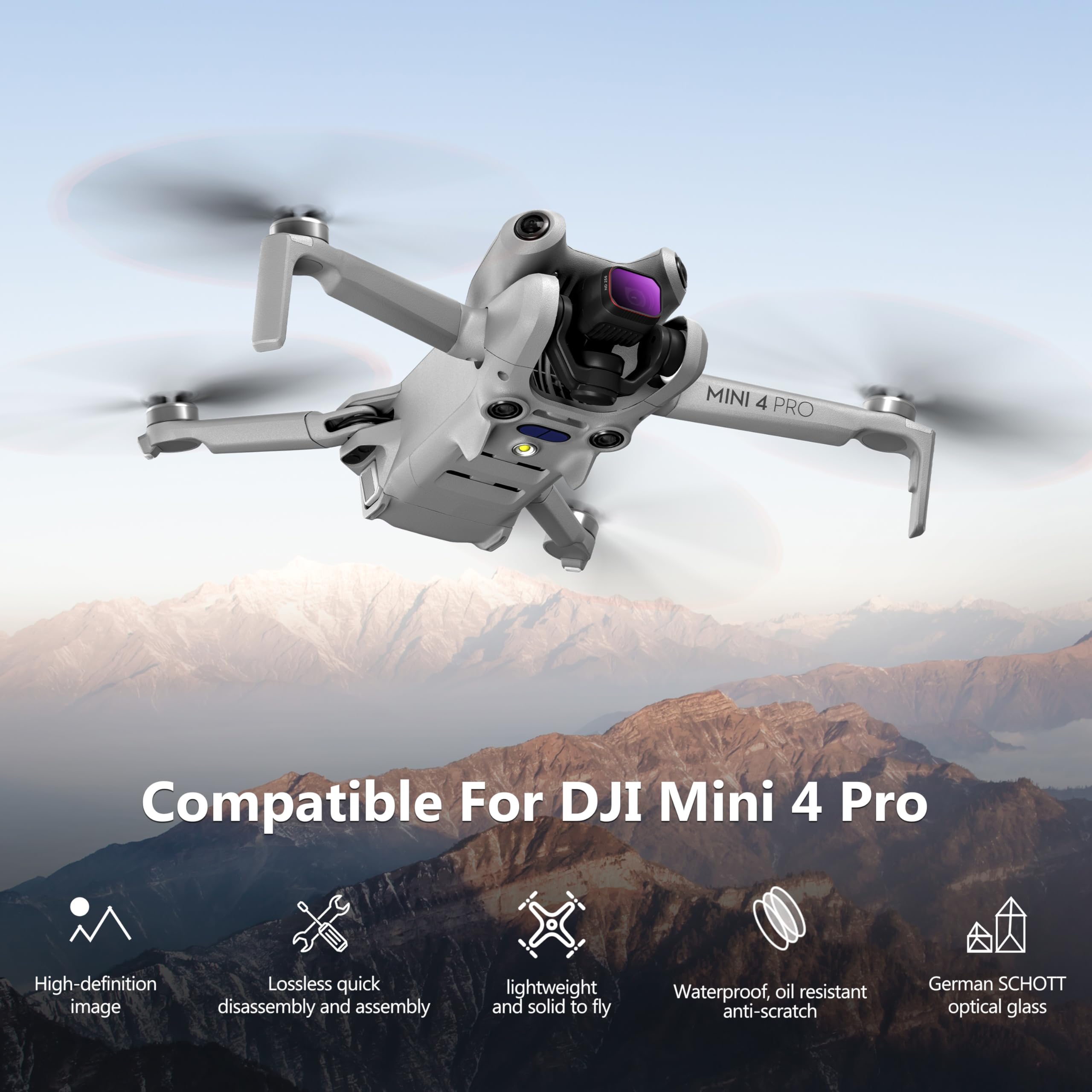 Startrc Nd Filters Set For Dji Mini 4 Pro Accessories  6 Pack (Nd8,Nd16,Nd32,Nd64,Nd256,Cpl)(Aluminum Version)