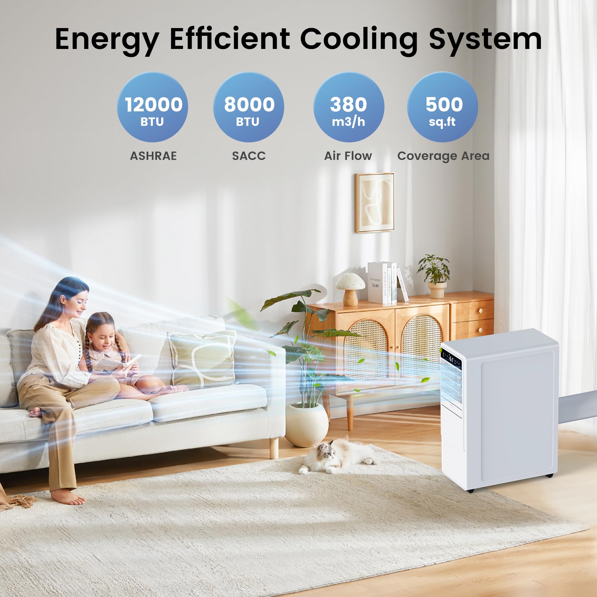 Domanki 12000 Btu Portable Air Conditioners For Room Up To 500 Sq.Ft, 3-In-1 Free Standing Quiet Portable Ac Unit With Fan & Deh