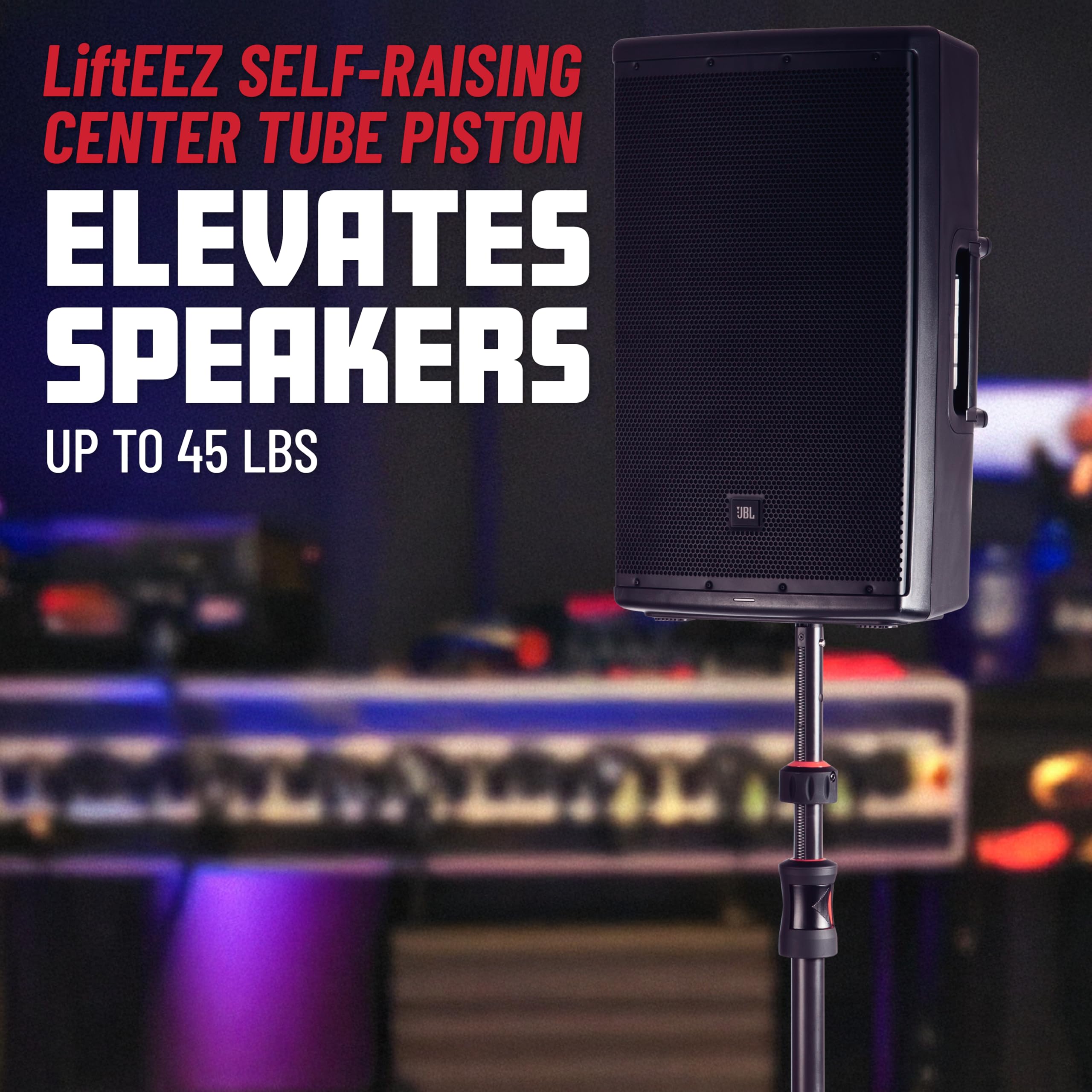 Gator Frameworks Id Series Speaker Stand With Lift Assist And Adapter To Fit 35Mm And 38Mm Speaker Mounts, 48/75 Min/Max Height