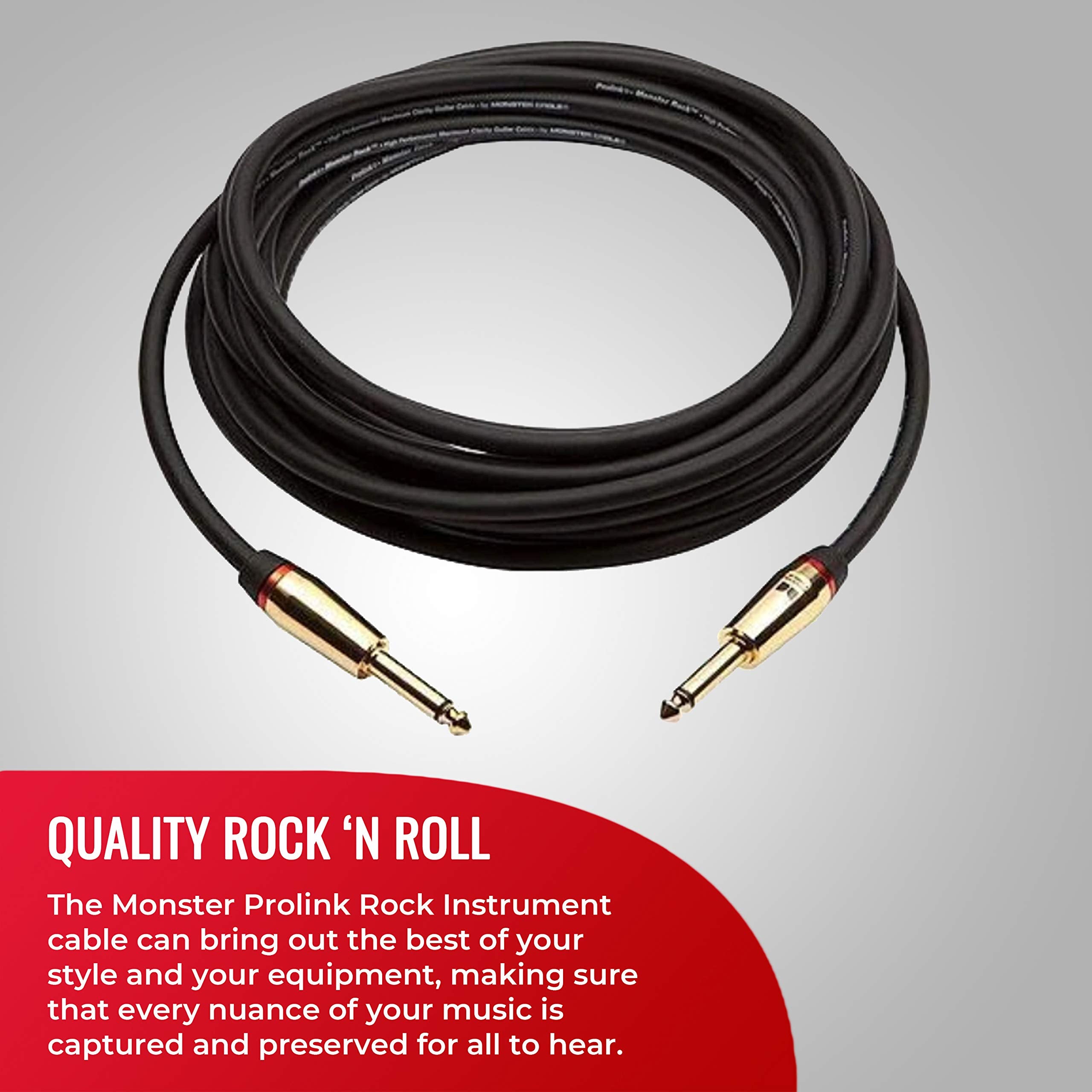 Monster Prolink Rock Instrument Cable. 21 Ft Straight To Straight Monster Guitar Cable. For Electric Guitar Cable. 95% Copper Br