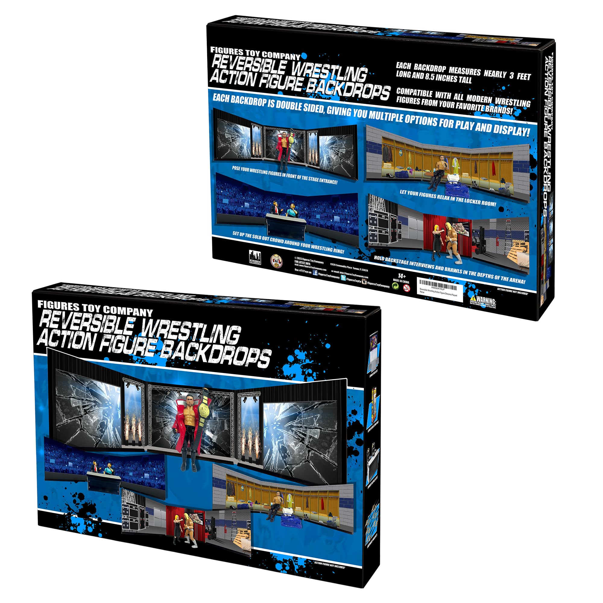 Reversible Wrestling Action Figure Backdrop Dioramas For Wwe & Aew Wrestling Action Figures