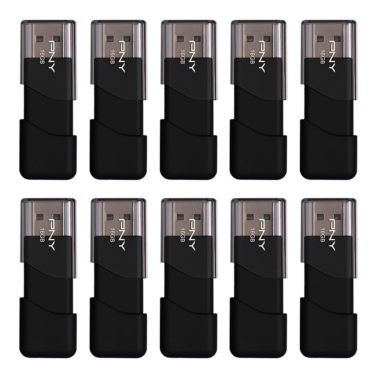 Pny 16Gb Attach   3 Usb 2.0 Flash Drive, Black 10 Count (Pack Of 1)