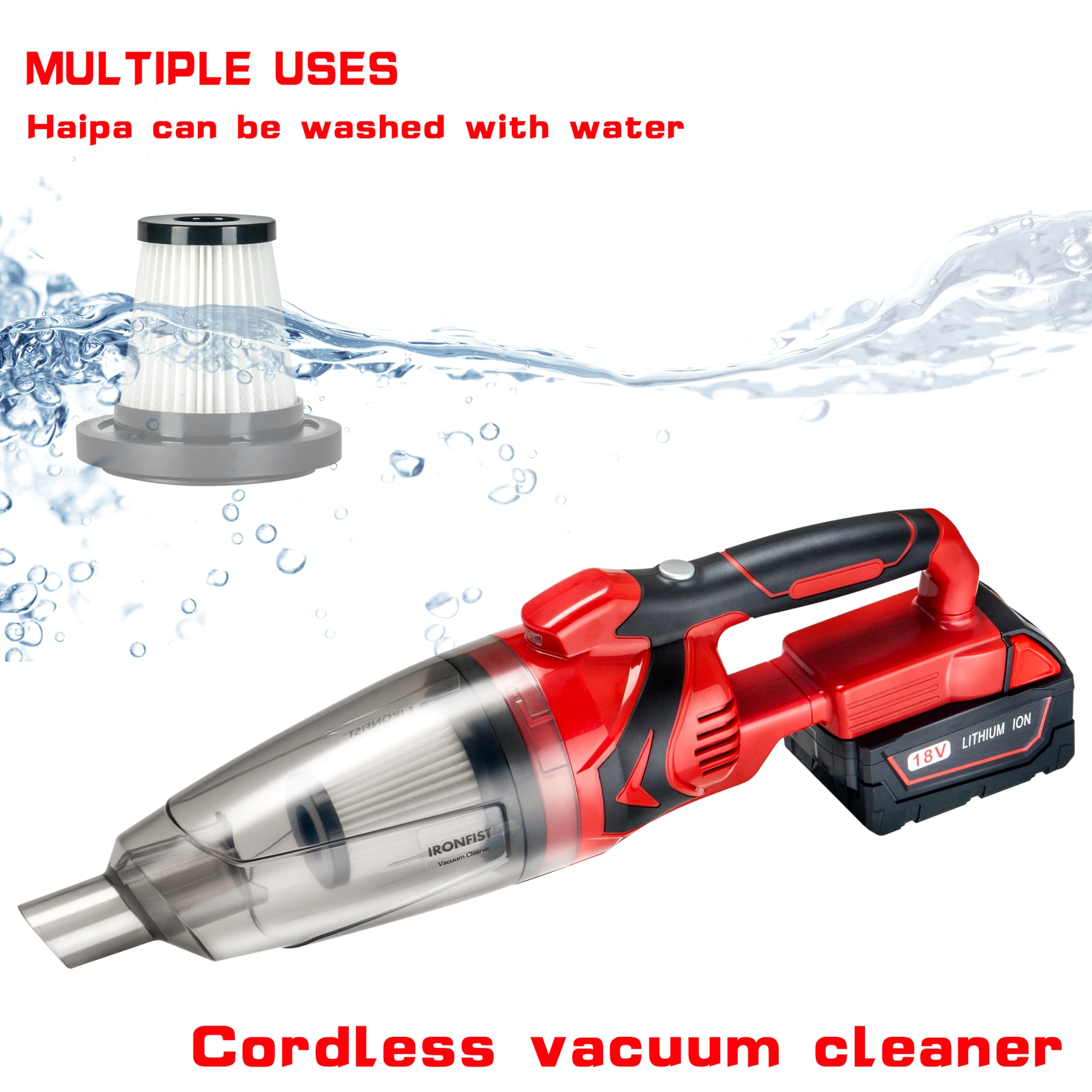 Ironfist Cordless Vacuum Cleaner For Milwaukee M18 Batteries, Handheld Vacuum Cleaner Portable For Hard Floor Carpet Car Pet Hai