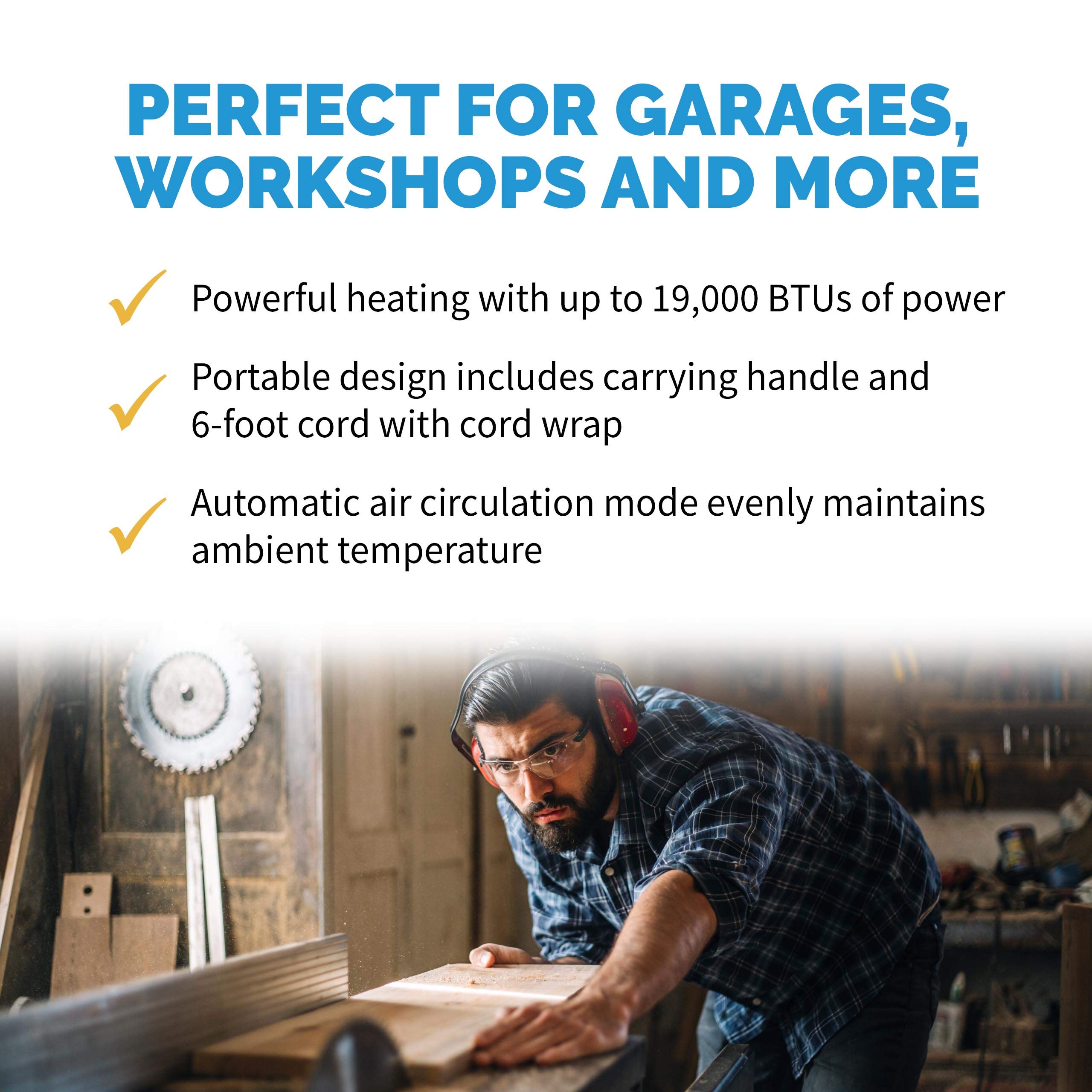 Newair Portable Heater (240V) Portable Electric Garage Heater Heats Up To 600 Sq. Ft. With 6 Foot Cord Wrap And Carrying Handle