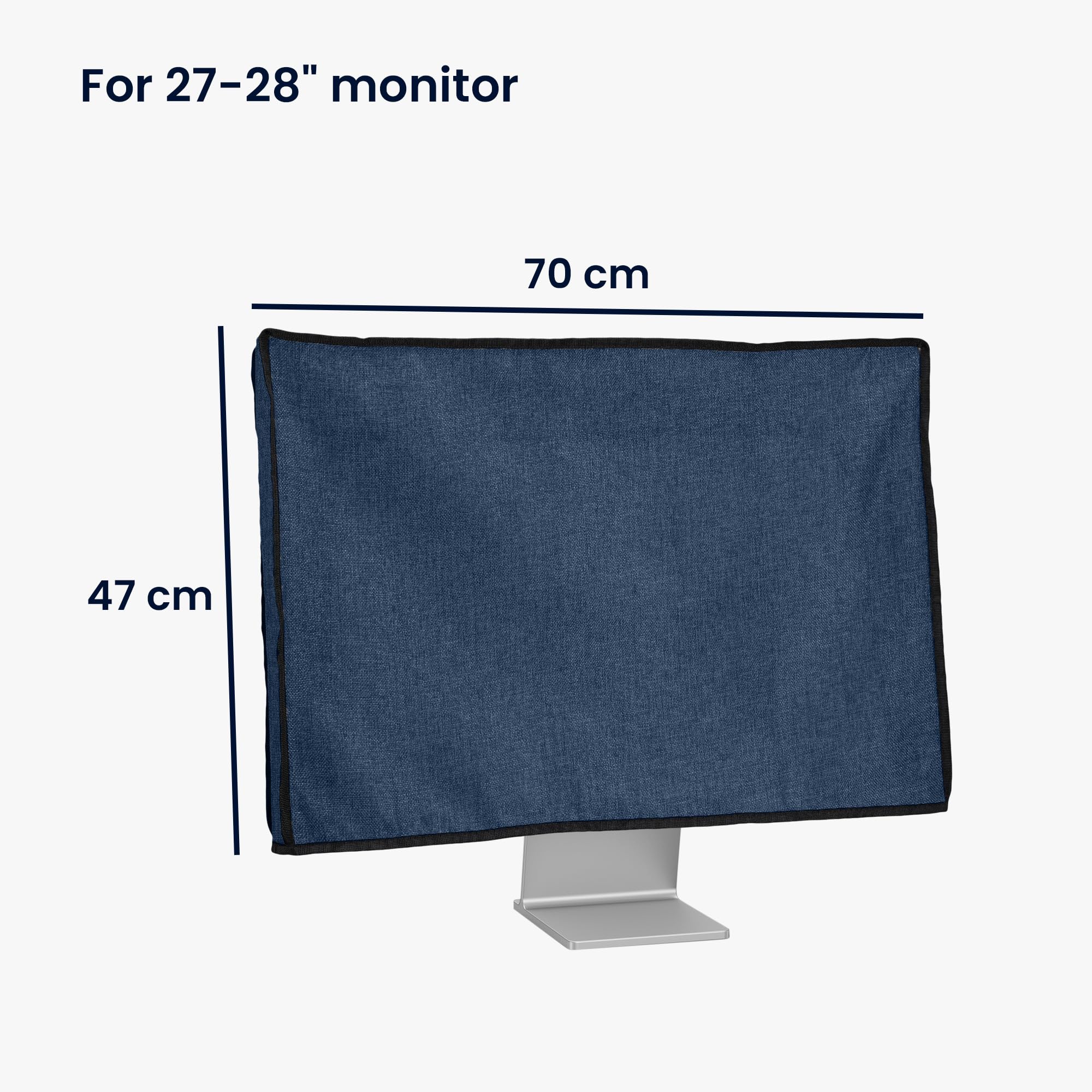 Kwmobile Dust Cover For 27 28'' Monitor   Linen Monitor Display Protector   Protect Your Computer Screen   Blue Grey