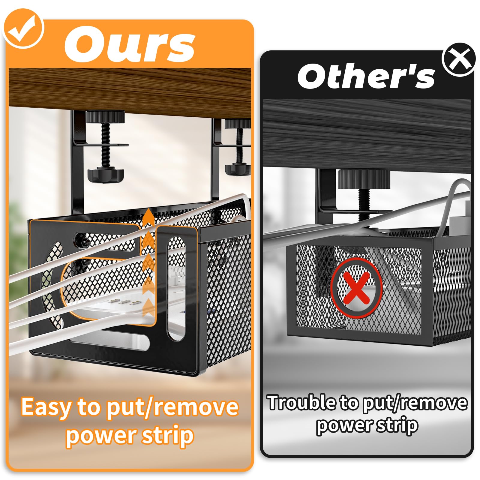 Under Desk Cable Management Tray, Cable Organizer, Cable Management Box, Cord Organizer For Desk, Under Desk Storage For Office