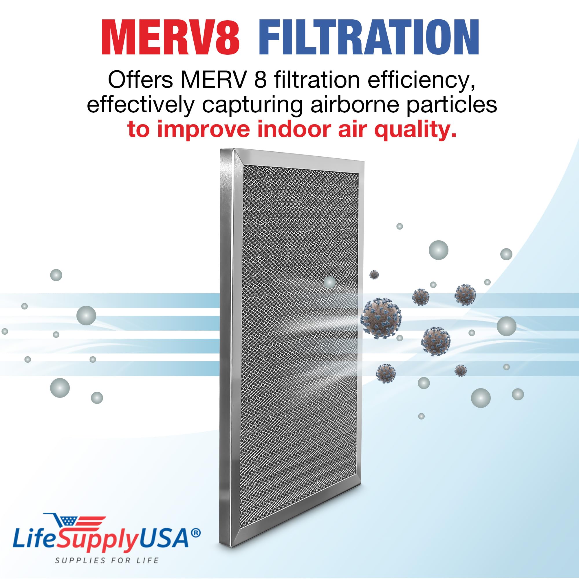 Lifesupplyusa 14X20X1 Electrostatic Air Filter, Merv 8, Washable, Reusable Furnace Ac/Hvac Filter, Energy Saving, Easy To Clean,