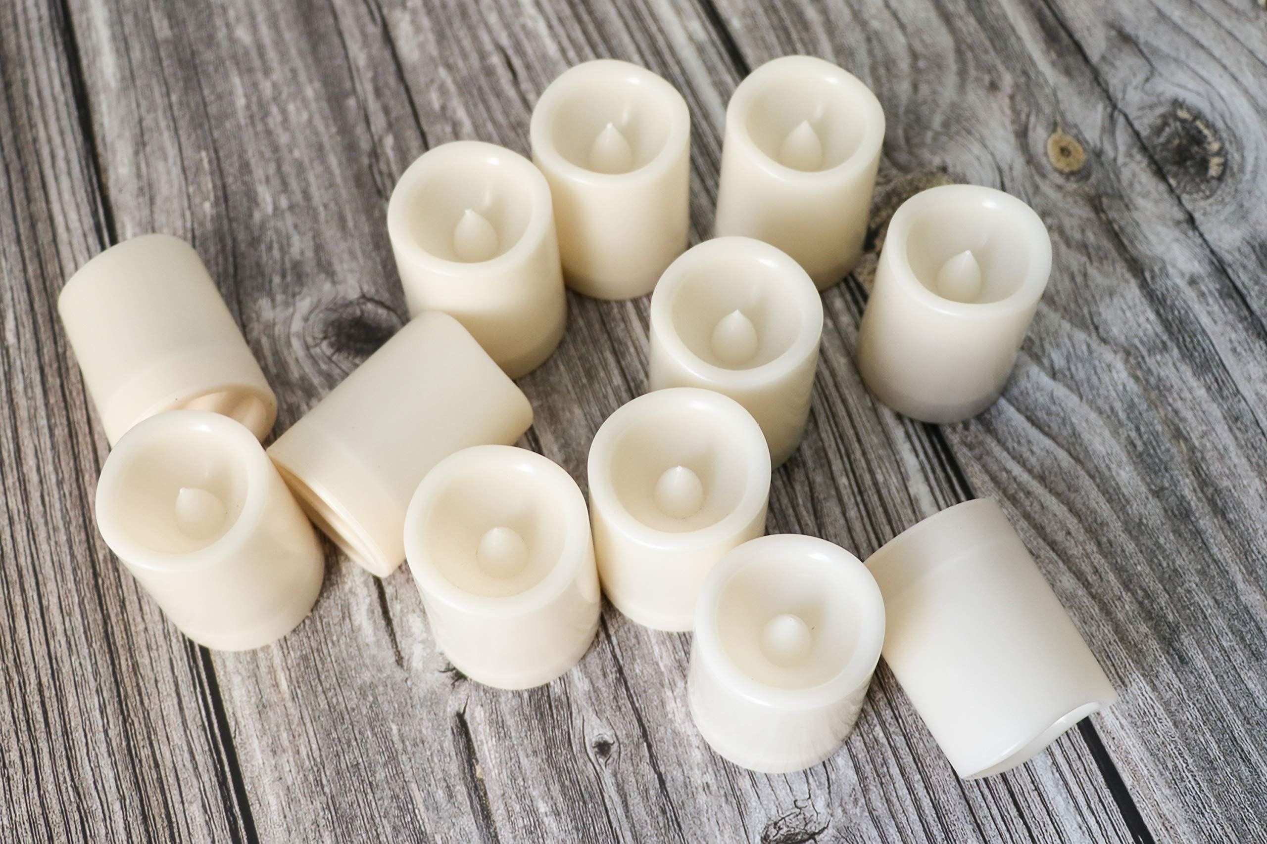 Eldnacele Flameless Votive Candles With Timer, Bulk Indoor/Outdoor Waterproof Tealight Candles Realistic Flickering Battery Oper