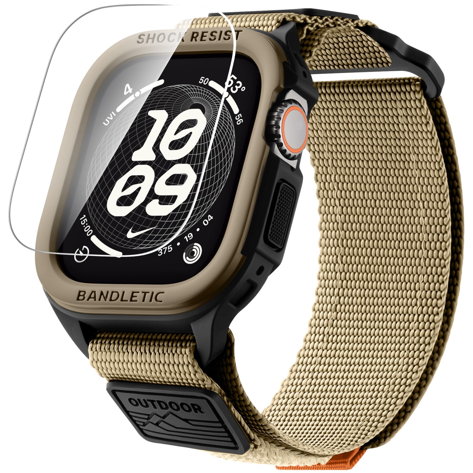 Bandletic Rugged Case and Band Kit with Screen Protector Compatible with Apple Watch Ultra 3/2/1 49mm Band, Military Grade Shock