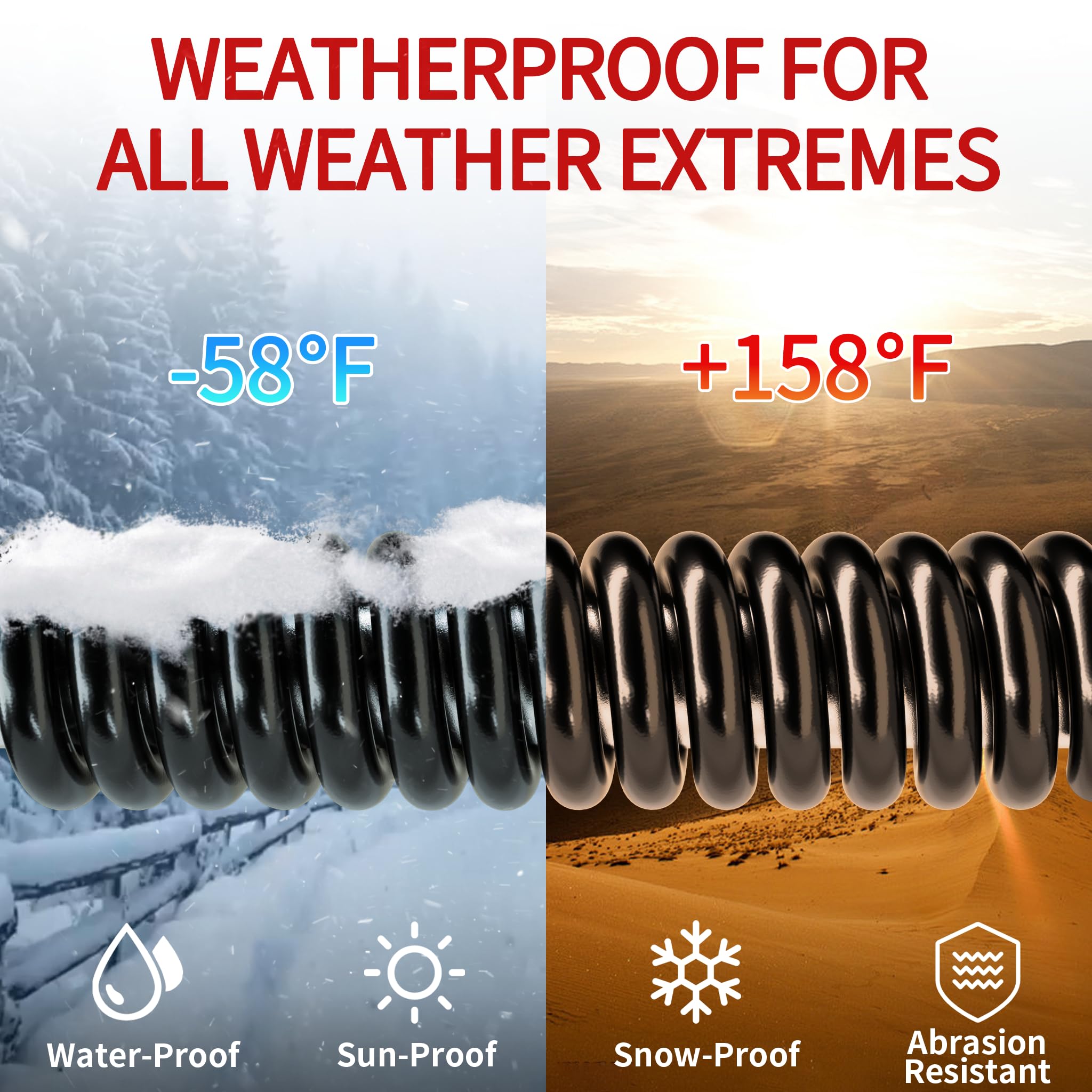 Skrizcable 16/3 2 Pack 100 Ft Outdoor Extension Cord Waterproof, Weatherproof & Flame Retardant Black 3 Prong Power Cord Outside