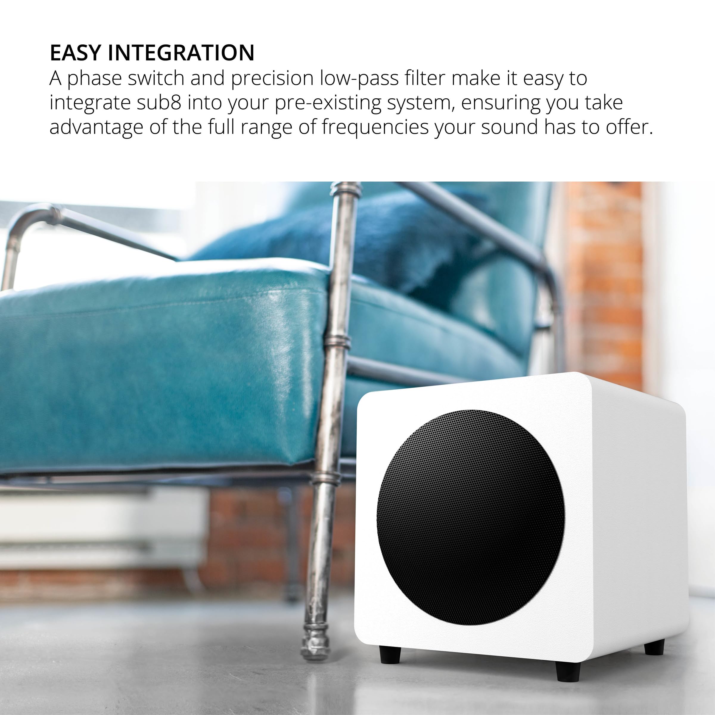 Kanto Sub8Vmb Sealed Powered Subwoofer | 300W Peak Power | 8'' Woofer | Matte Black