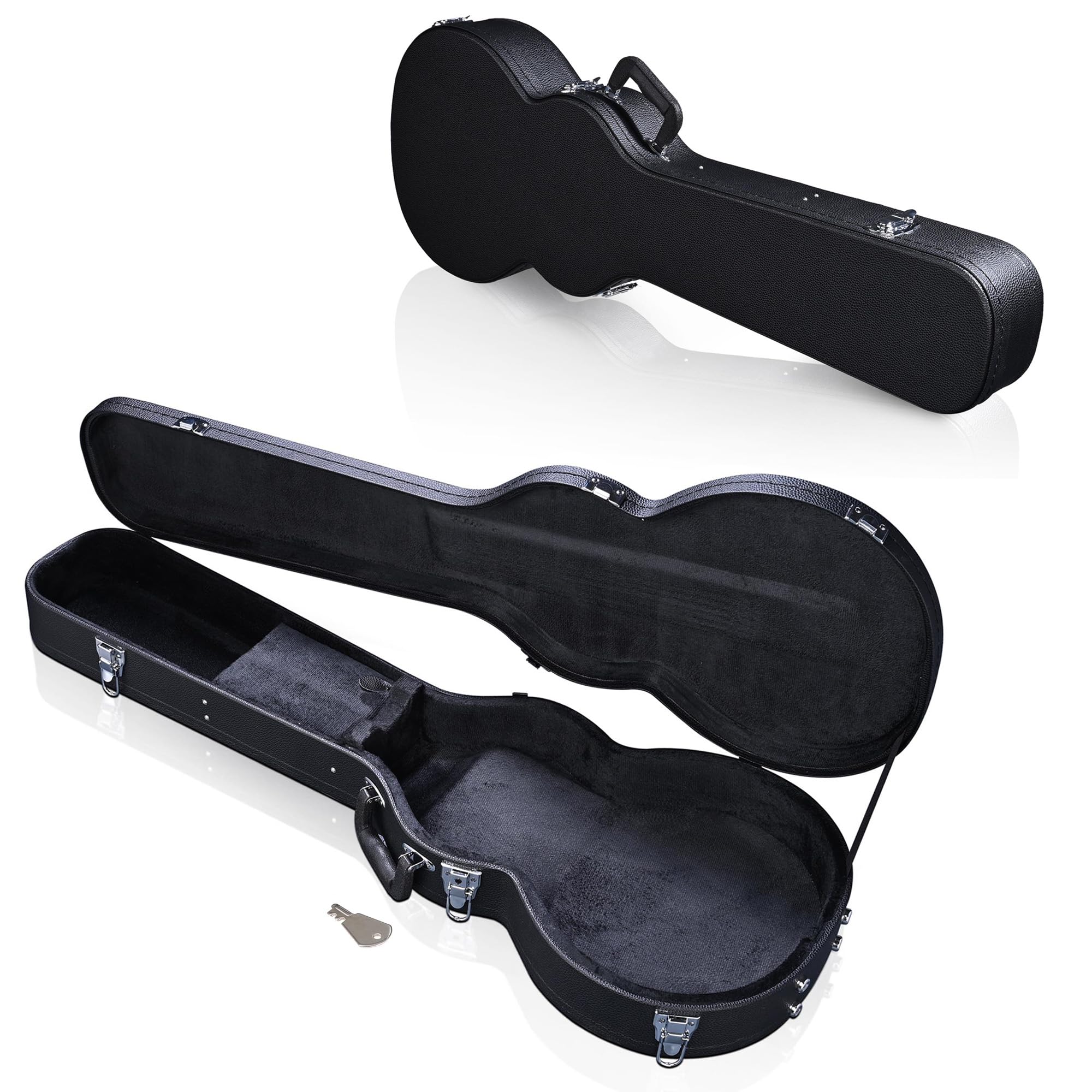 Aw Electric Guitar Hard Case For Lp Les Paul Style Electric Guitar Wooden Hard Shell Lockable Black