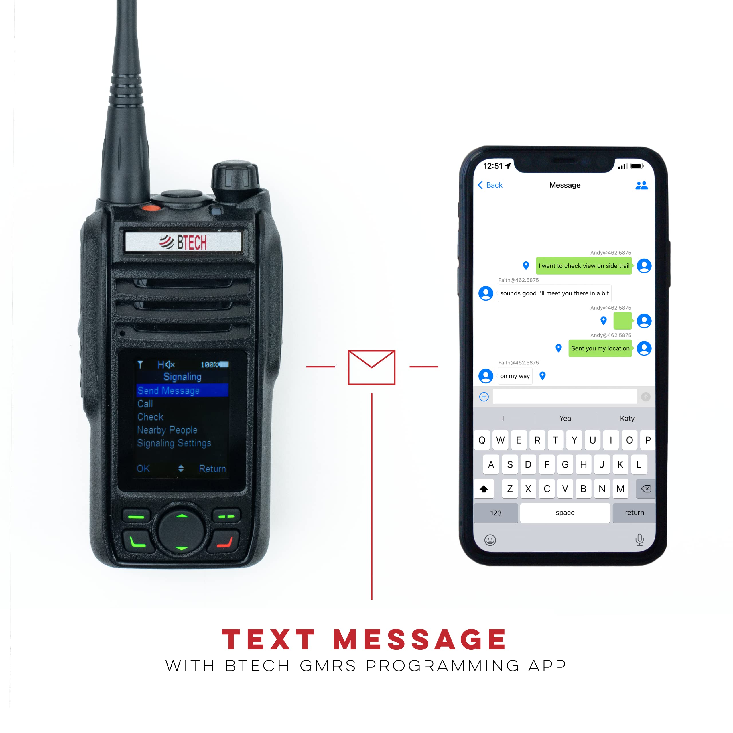 Btech Gmrs-Pro Ip67 Submersible Radio With Texting & Location Sharing, Gps, Bluetooth Audio, Compass, Noaa Weather Alerts, Dual