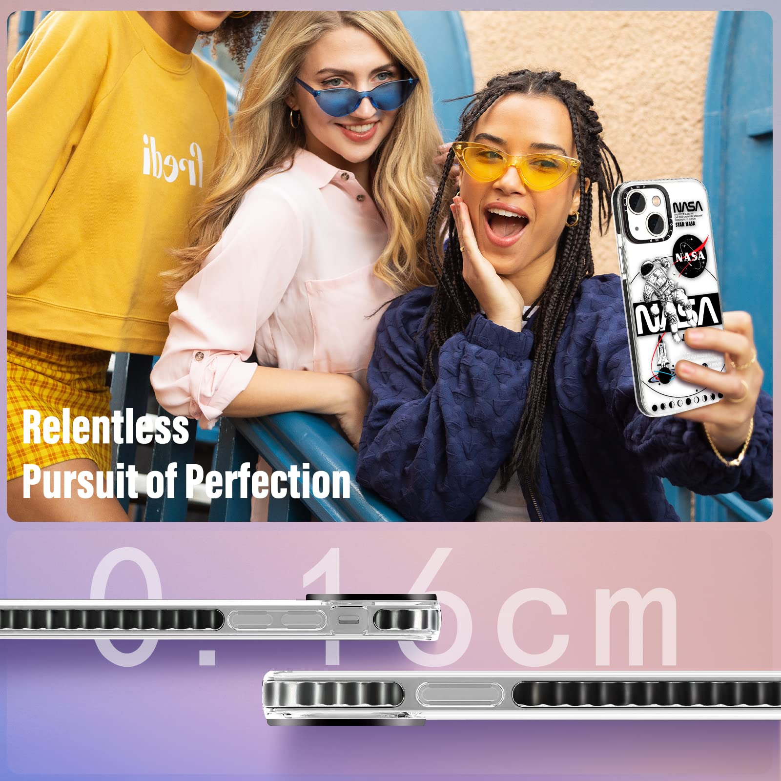 Toycamp For Iphone 13 Mini Case Astronaut Space Cute Cartoon Design For Men Boys Girls Teens Cool Nasa Cosmonaut Print Clear Cas