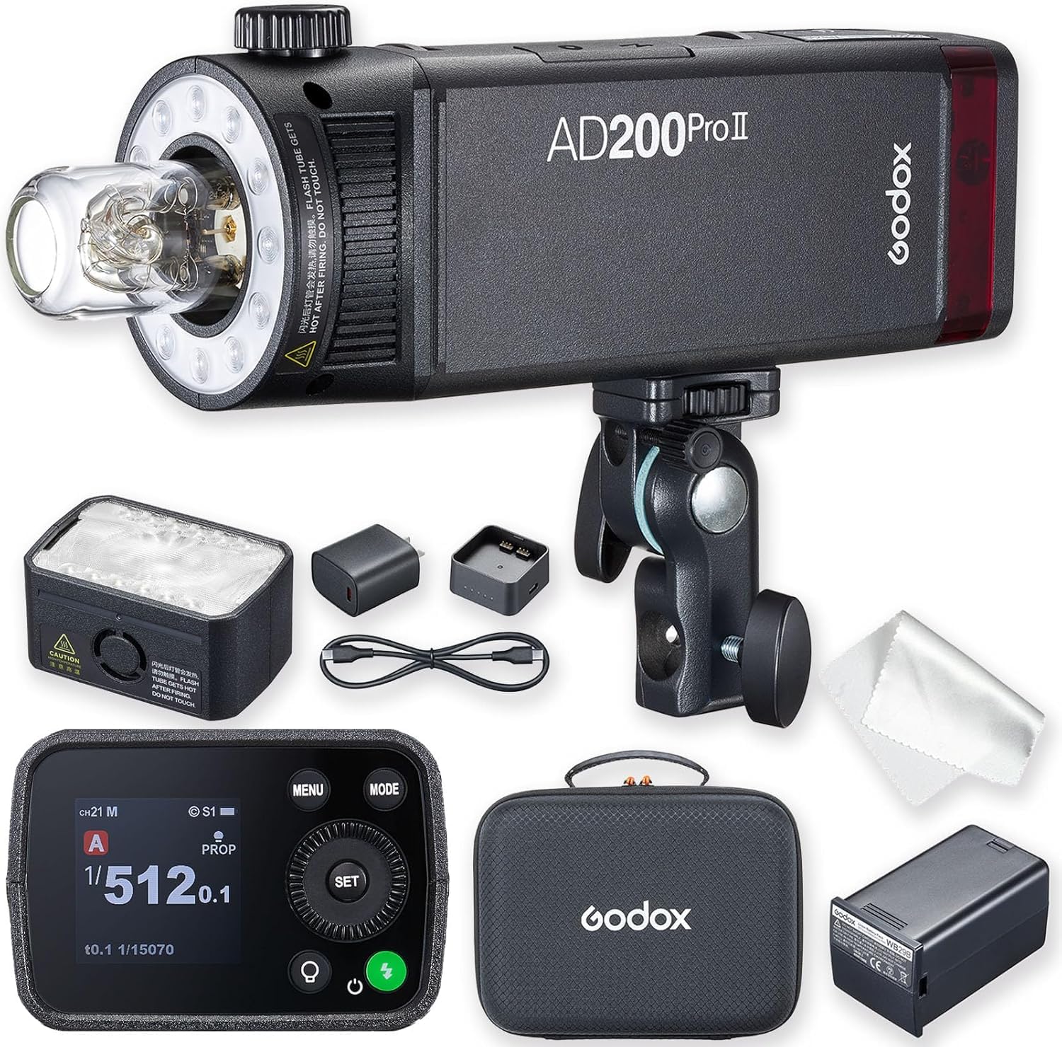 Godox AD200 Pro II Godox AD200Pro II Godox AD200ProII, One-Tap Sync with X3, Optimized Flash Heads, BiColor LED Modelling Led, C