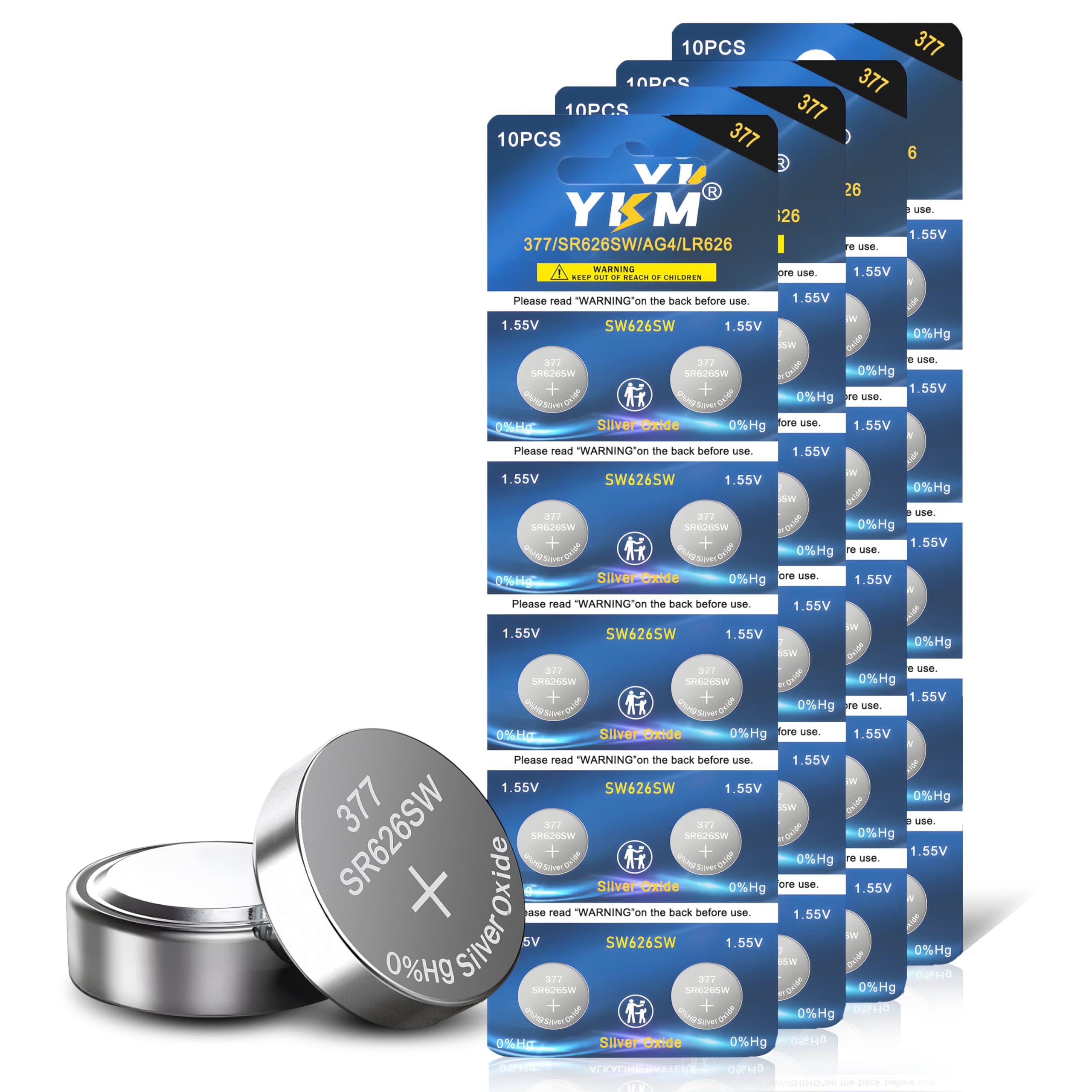 YKM 377 SR626SW Watch Battery LR626 376 V377 377a AG4 1.55V Silver Oxide Battery for Calculator Watch Clock Laser Button Battery