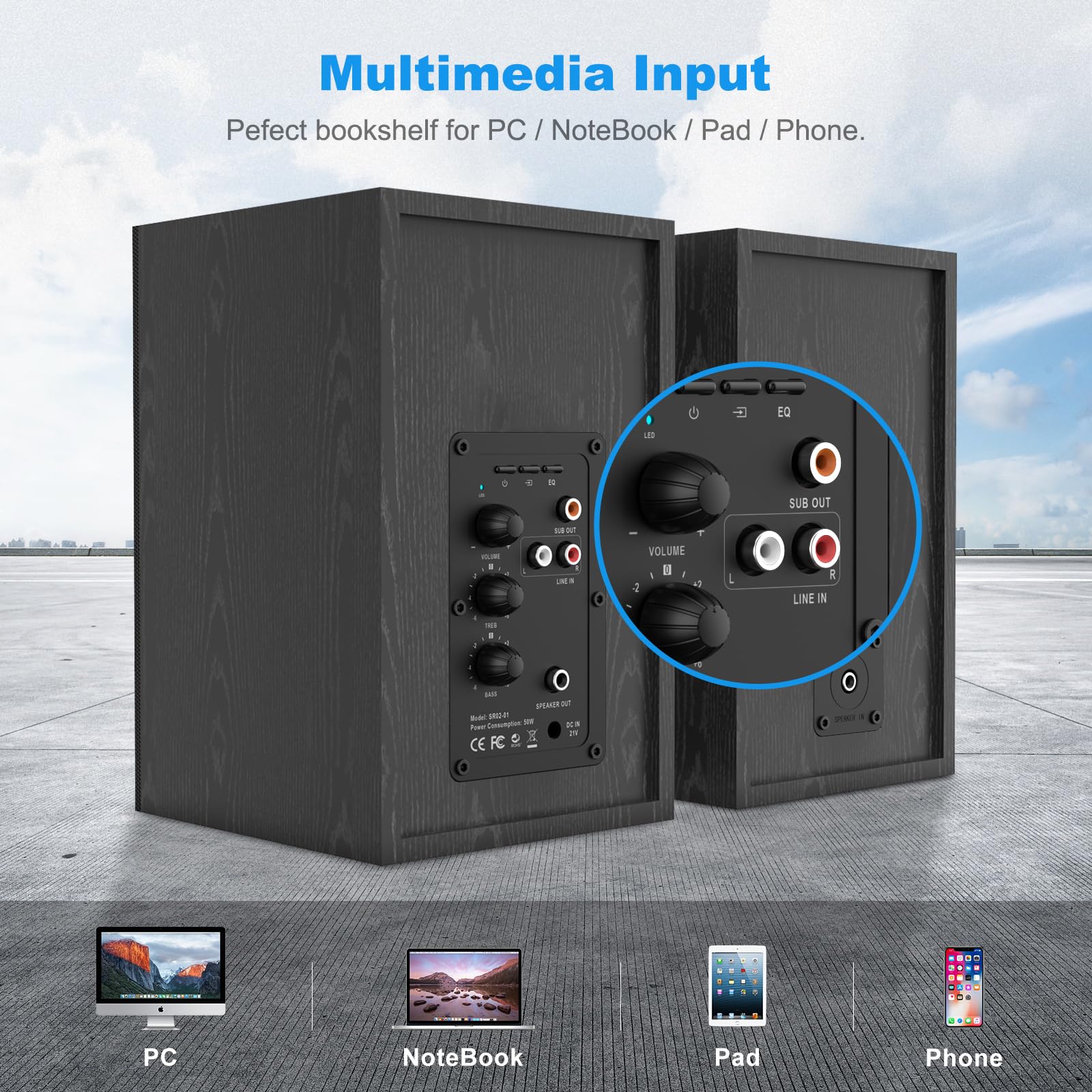 Bookshelf Speakers, Bestisan Powered Bookshelf Speakers, Bluetooth 5.0 Bookshelf Speakers With Bass Adjustable, 4 Inch Speakers