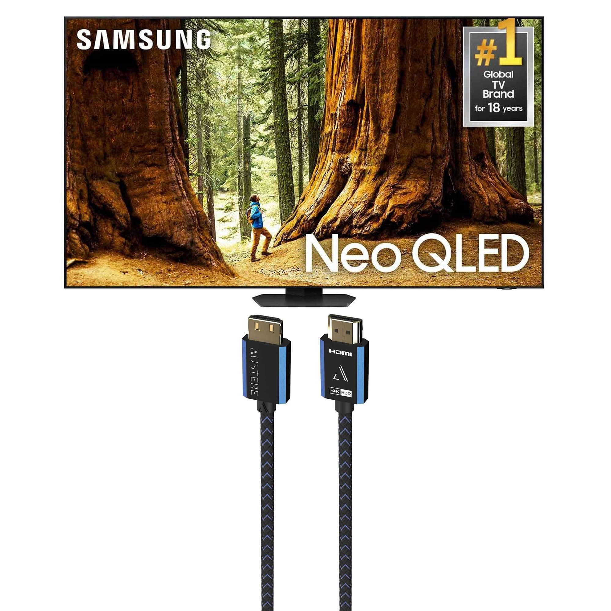 SAMSUNG QN98QN90DAFXZA 98 Inch Neo QLED TV with 4K AI Upscaling and an Austere 5S-4KHD2-5-0M V Series 5.0m 4K Active HDMI Cable 