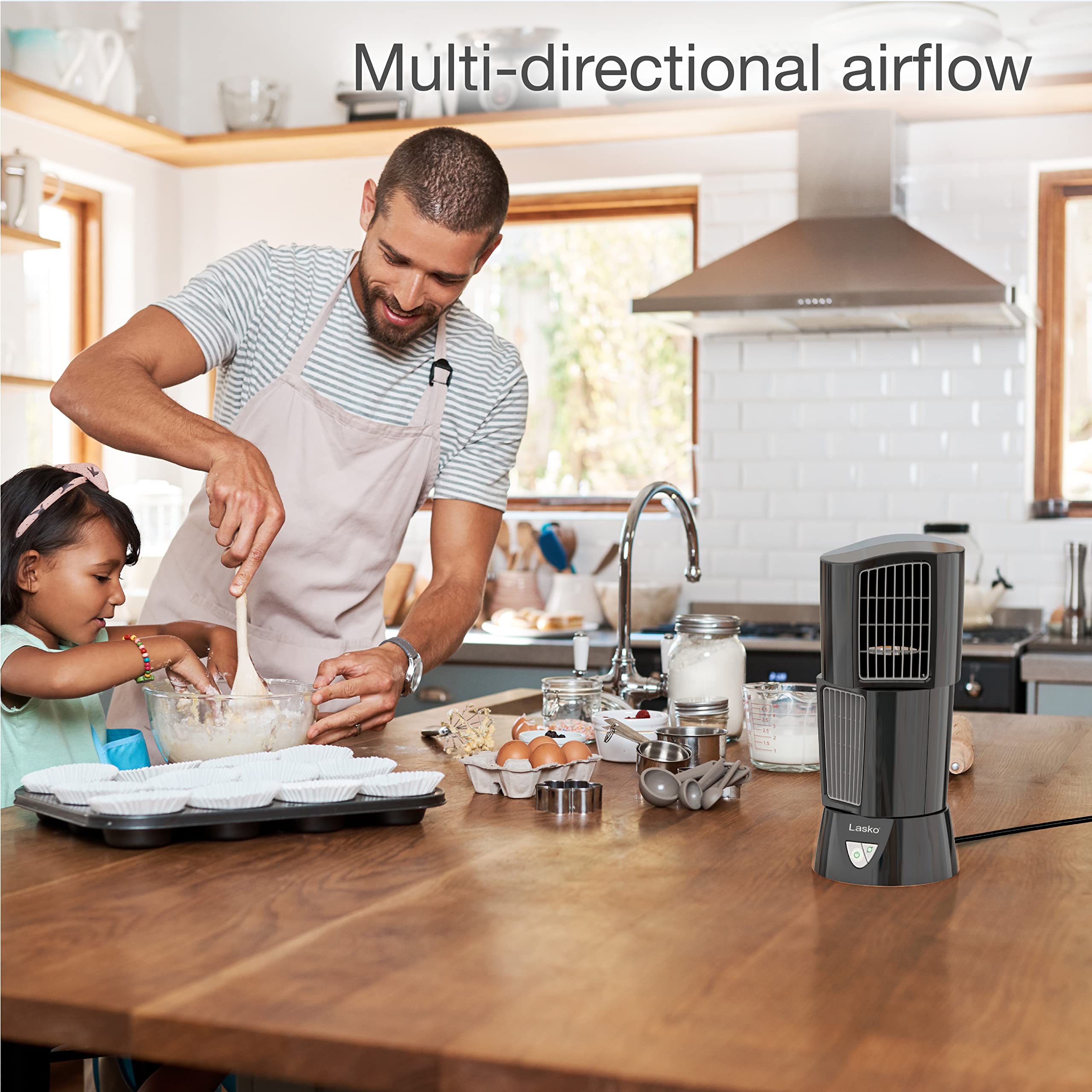 Lasko Oscillating Platinum Desktop Wind Tower Fan, 3 Speeds, Compact, Portable With Handle For Office, Bedroom And Kitchen, 14''