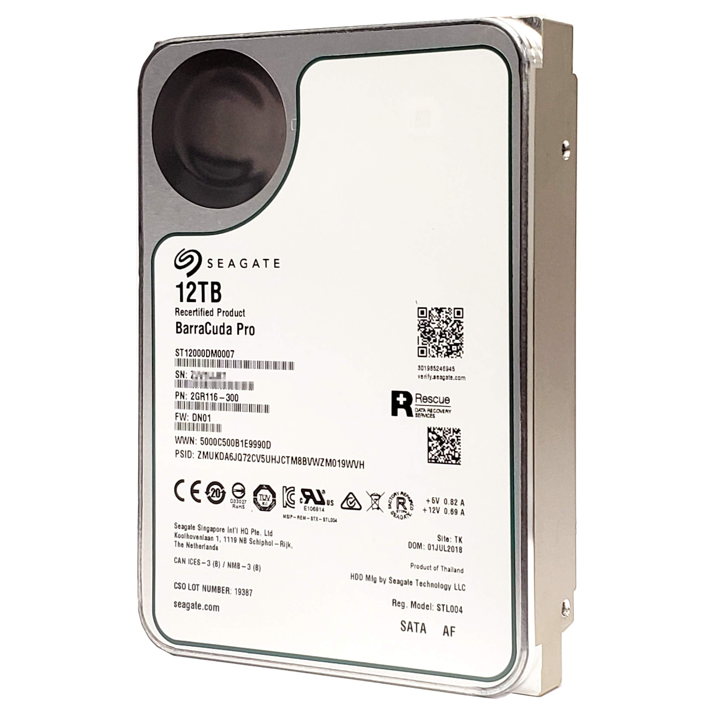 Seagate BarraCuda Pro 12TB Internal Hard Drive Performance HDD � 3.5 Inch SATA 6 Gb/s 7200 RPM 256MB Cache for Computer Desktop PC Laptop, Data Recovery � Frustration Free Packaging (ST12000DM0007)