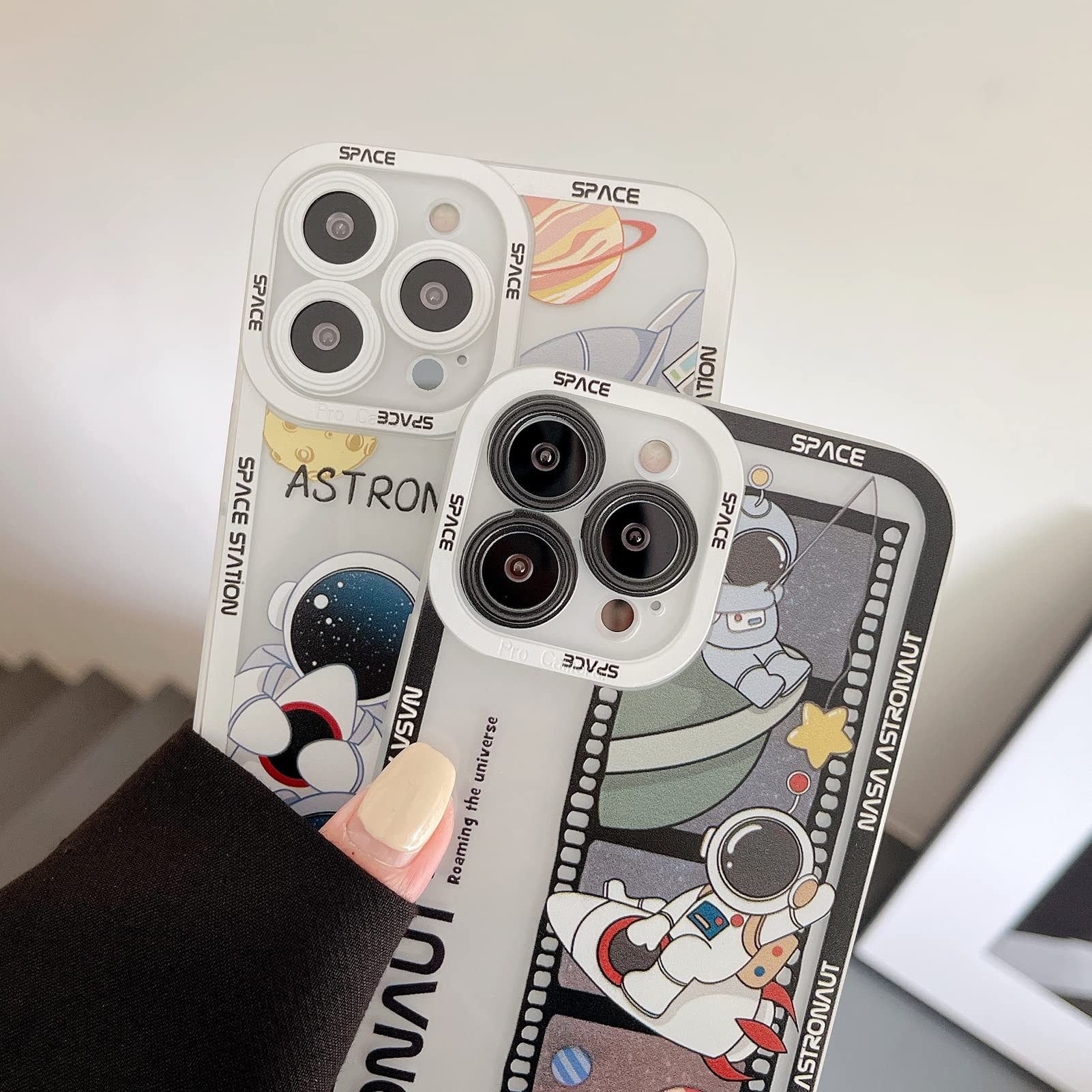 Yonds Queen For Iphone 11 Pro Cute Clear Case, Cool Cartoon Astronaut Space Planet Moon Rocket Design Stylish Soft Tpu Bumper Sh