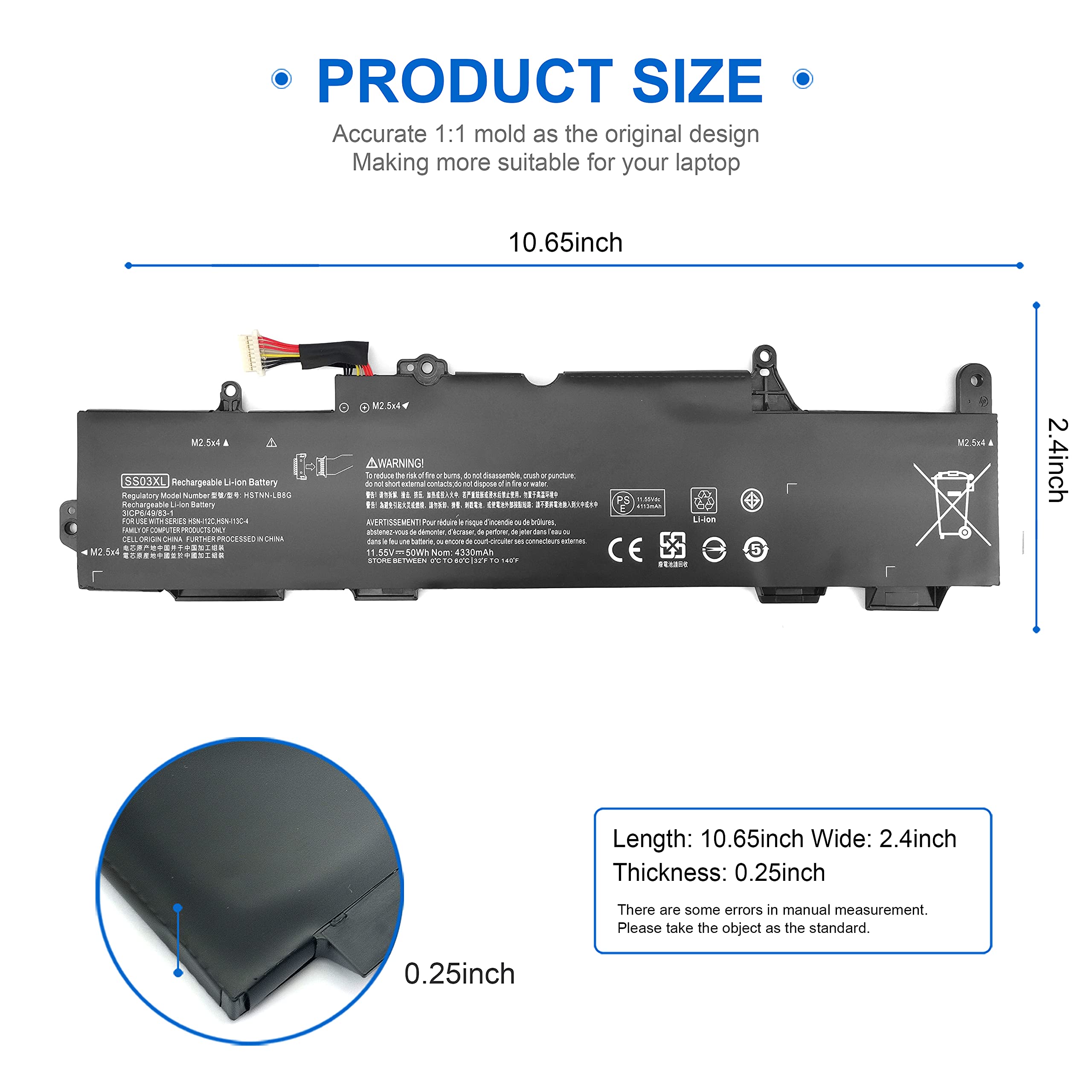 Fpro Ss03Xl 933321 855 Battery For Hp Elitebook 840 G5 G6, 730 735 740 745 830 846 G5, Zbook 14U G6 Hsn I13C 4 Hsn 113C 4 932823