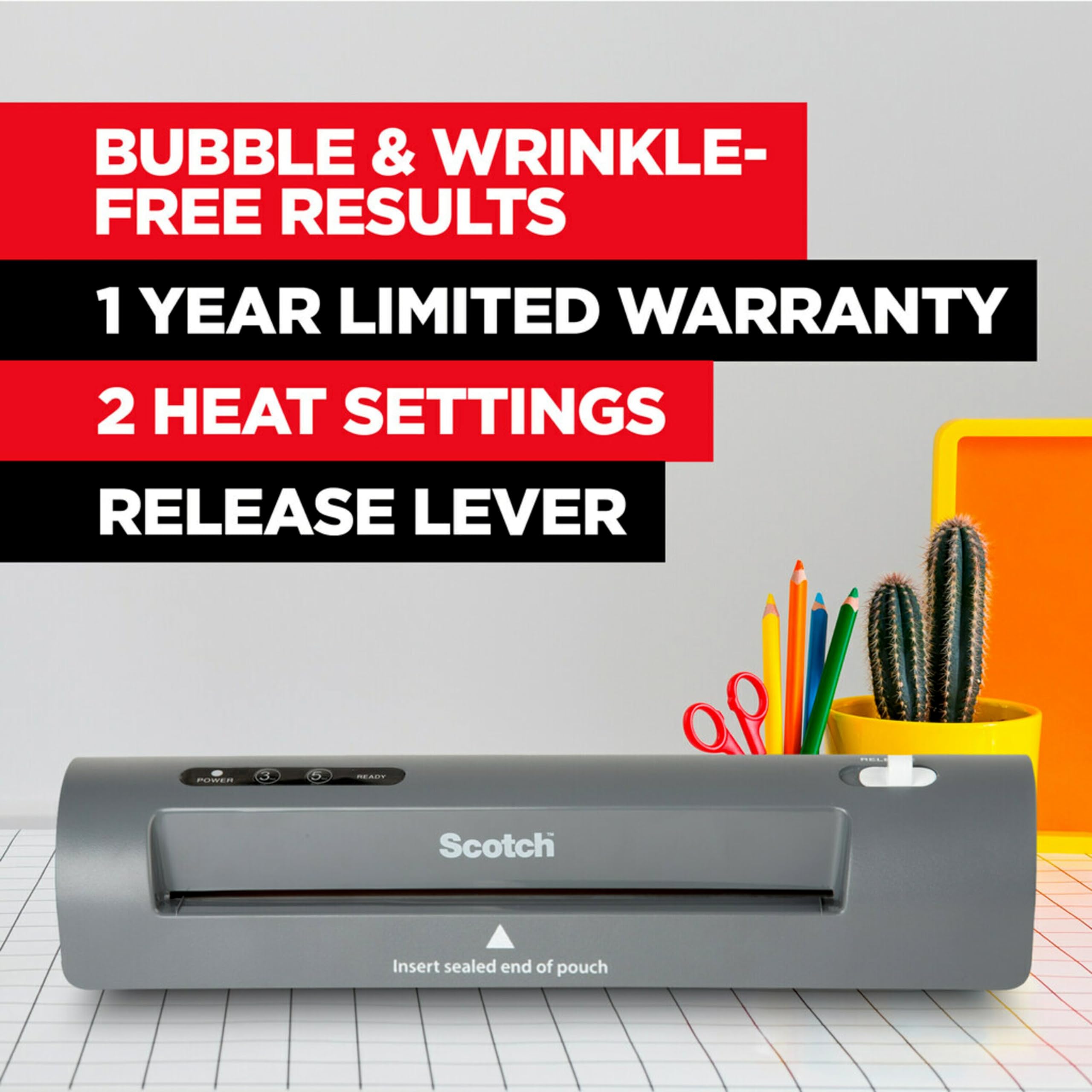 Scotch Tl901X Thermal Laminator, 1 Laminating Machine, Gray, Laminate Recipe Cards, Photos And Documents, For Home, Office Or School Supplies, 9 In.