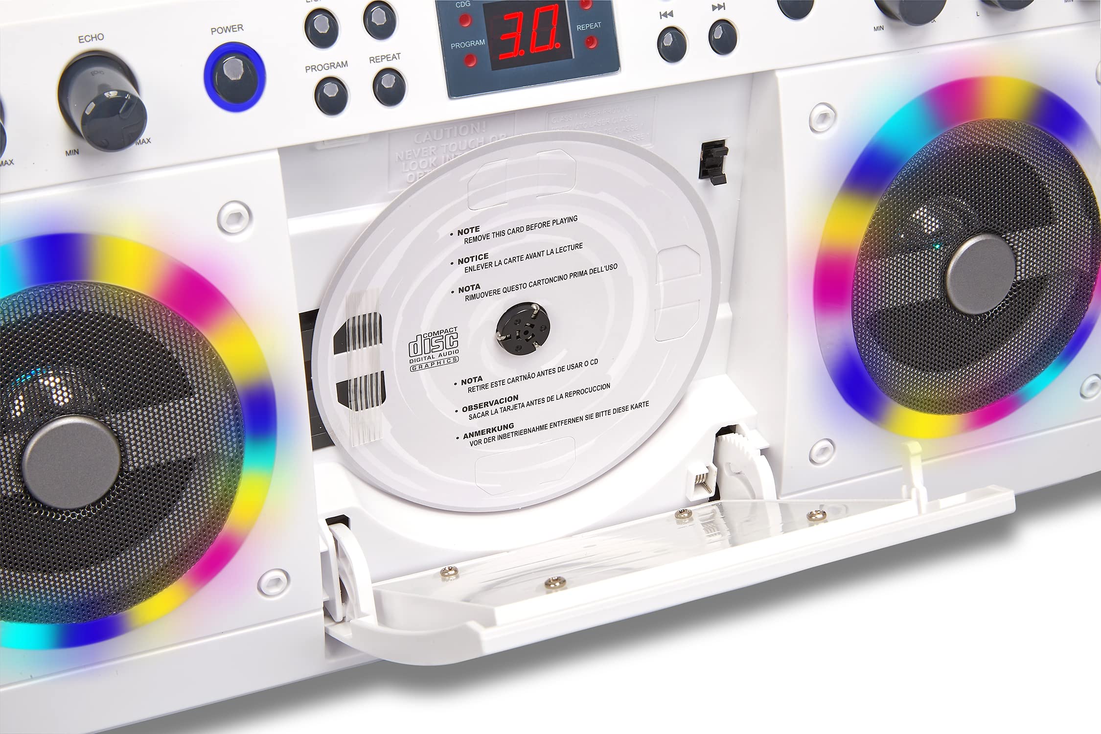 Starion Ks303W B Portable Bluetooth/Cd+G Karaoke Machine   White L Built In Stereo Speakers L Detachable Tablet Holder L Multi C