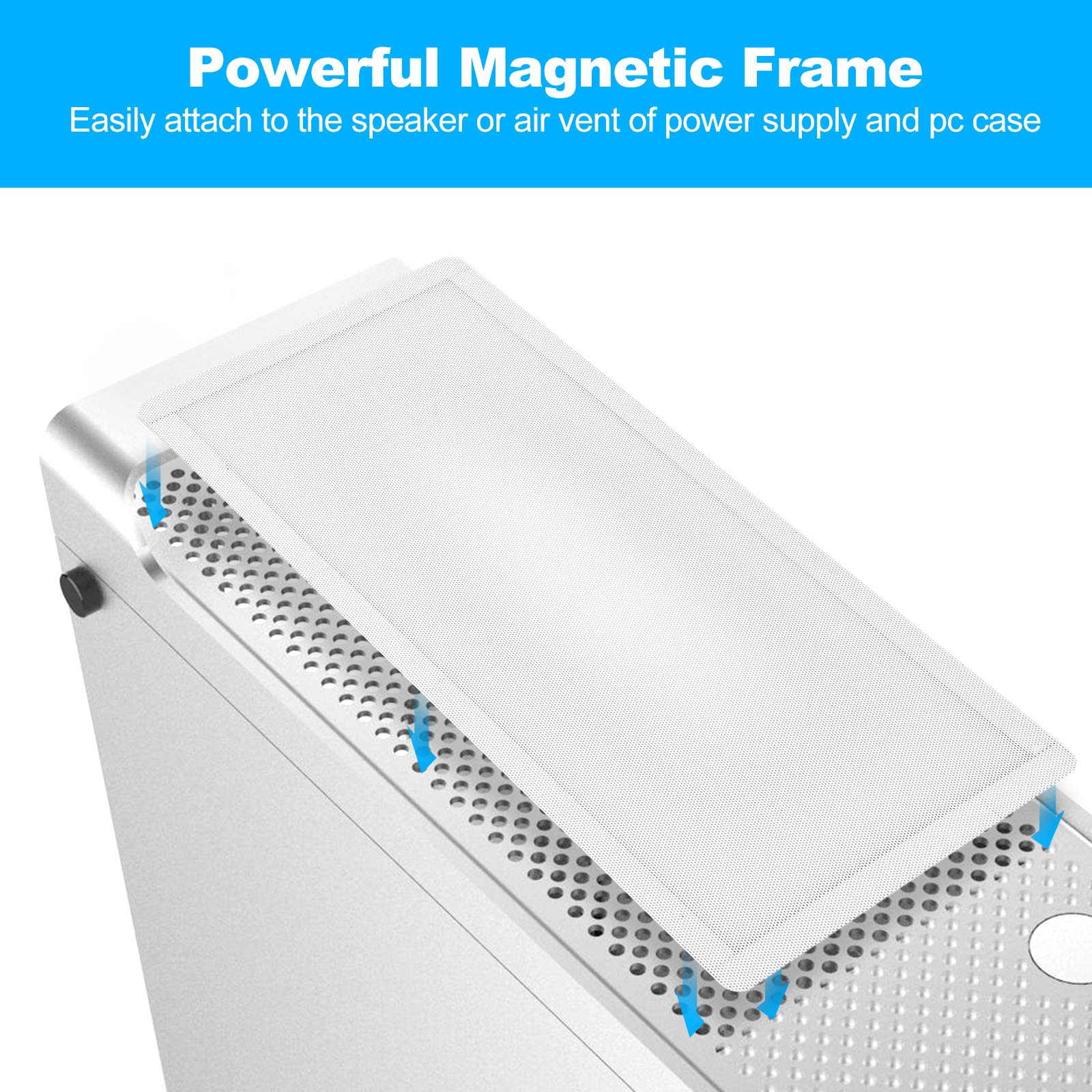 360Mm 120Mm X 2 Pc Fan Dust Mesh Filter 4.72Inch Pvc Computer Pc Case Dust Proof Filter Cover Magnetic White 2 Pack