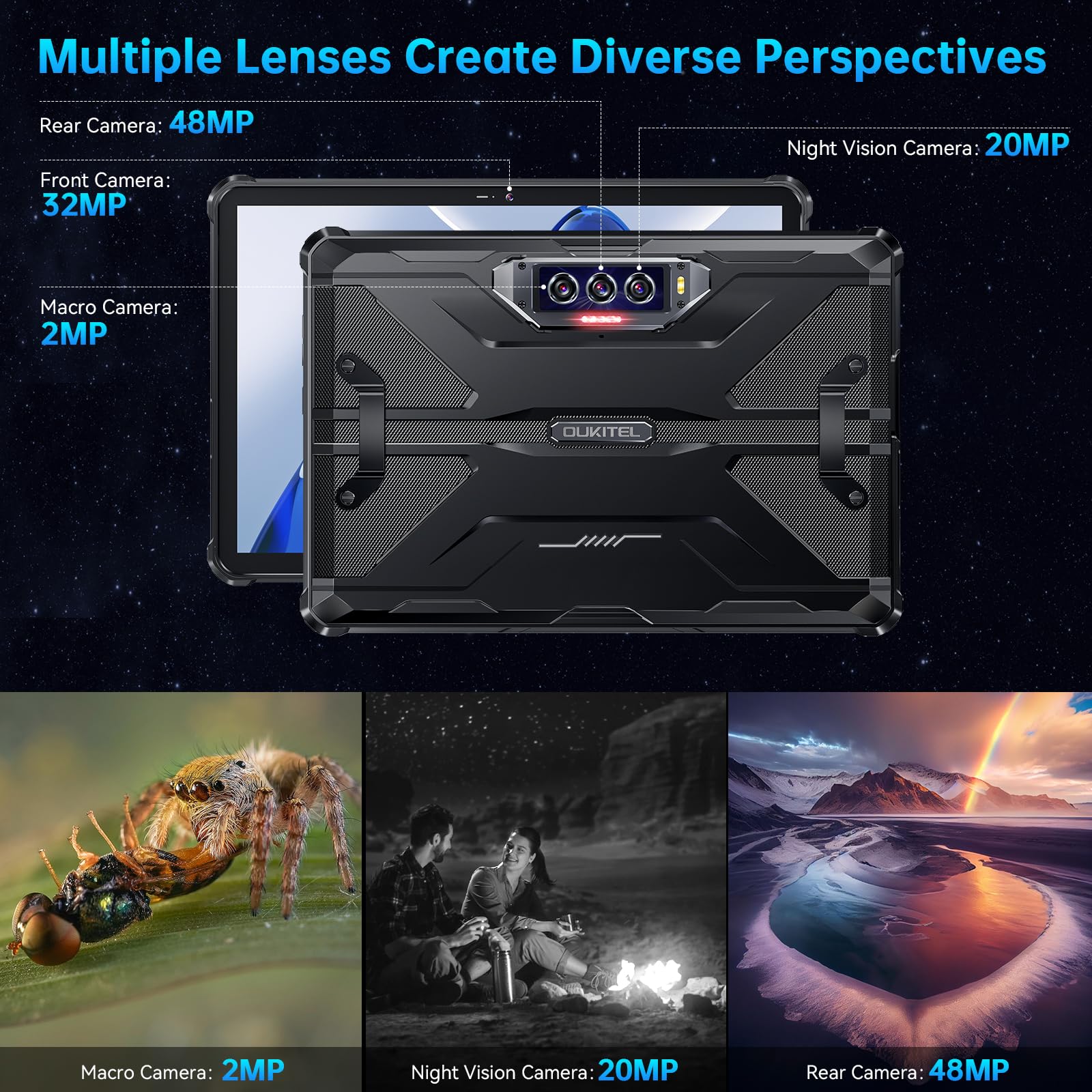 Oukitel Rt7 5G Rugged Tablet Android 13, 32000Mah Battery 24Gb+256Gb   Waterproof Tablet, 10.1'' Fhd+Tablets 33W Fast Charging,4