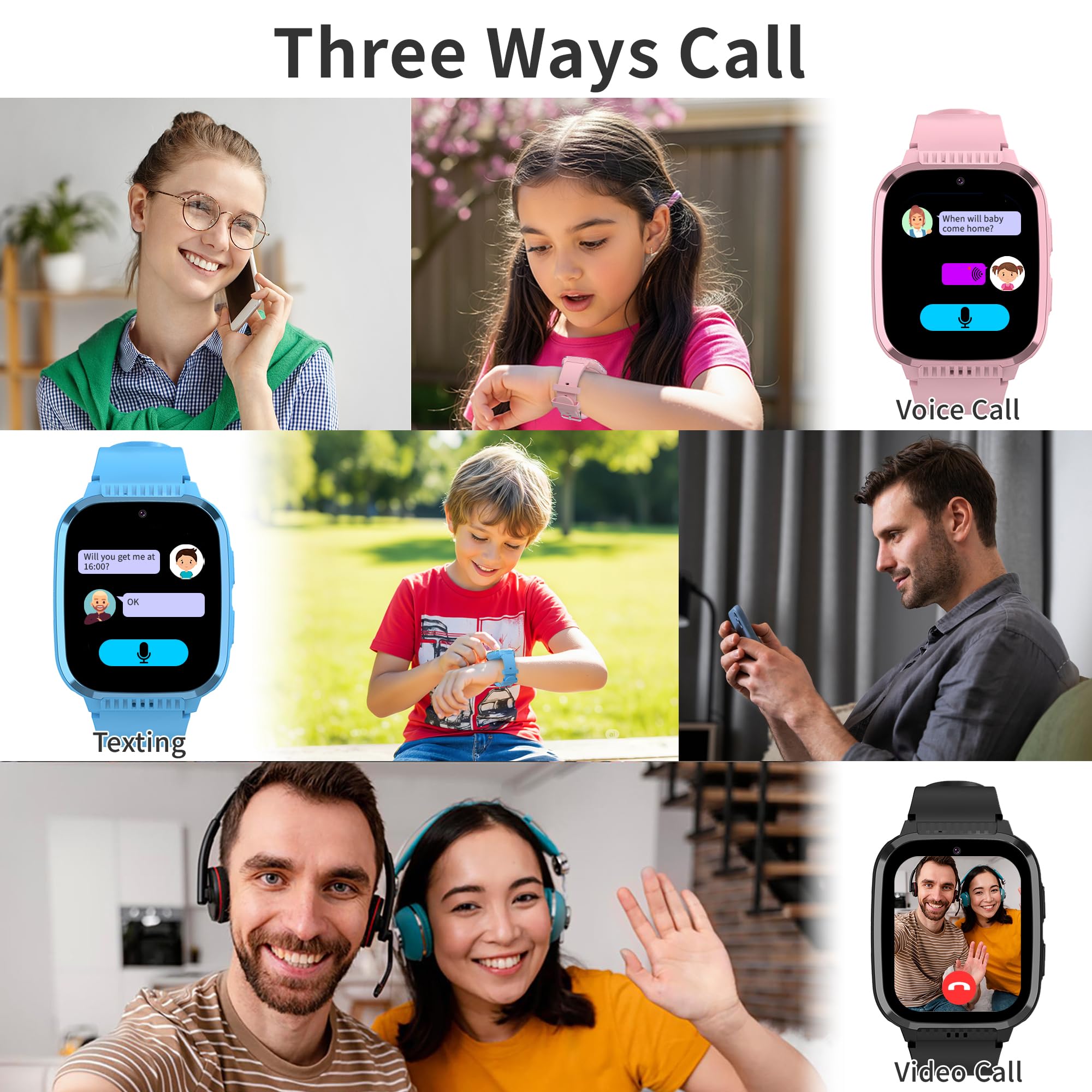 4G Kids Smart Watch Girls With Gps Tracker, Kids Gps Watch With Voice And Video Calling, One Key Sos Call, Hd Camera, Alarm Cloc