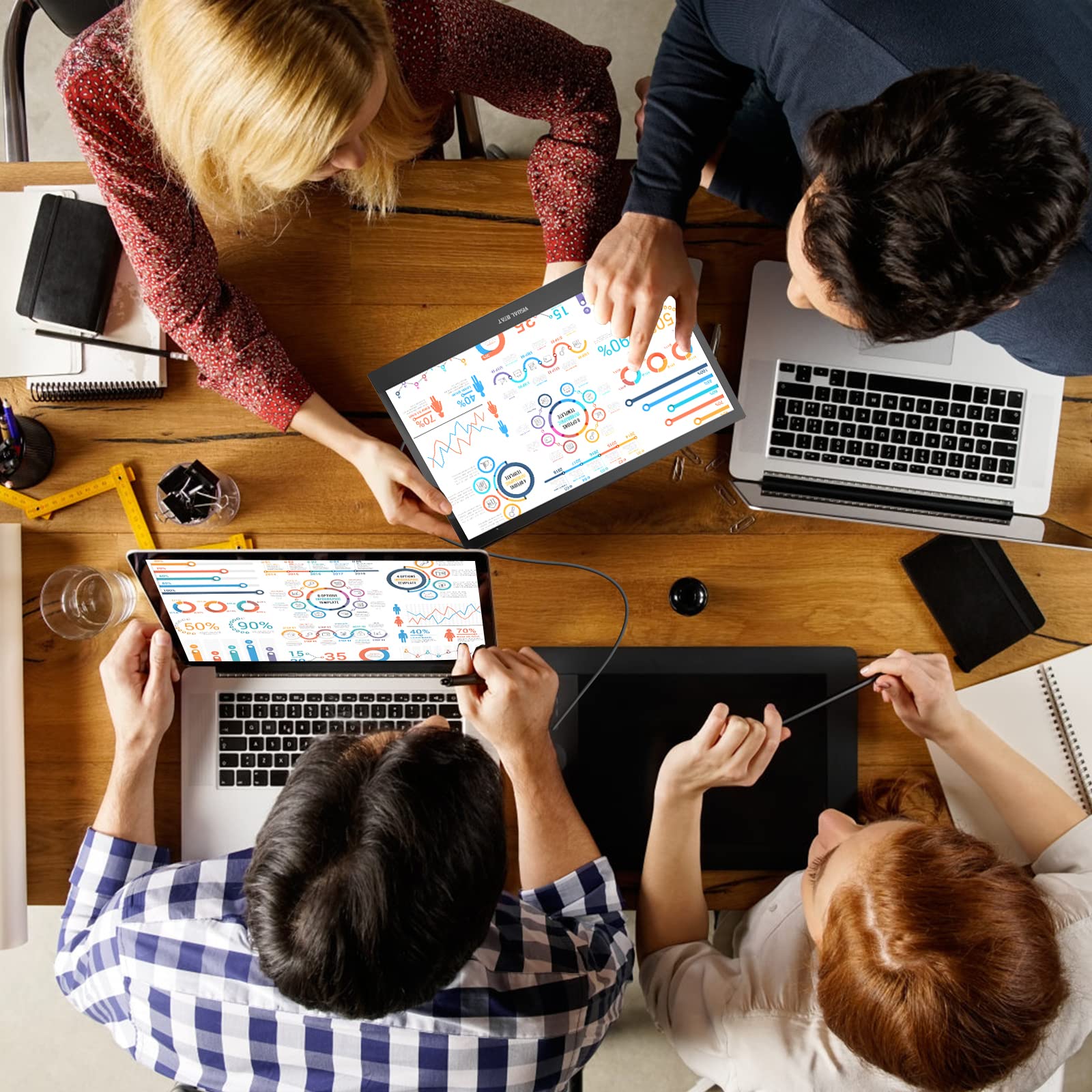 13.3    Portable Usb Type C Monitor Touchscreen, 1080P Fhd, Ips, 100% Dci P3, 10 Point Touch External Screen With Premium Smart