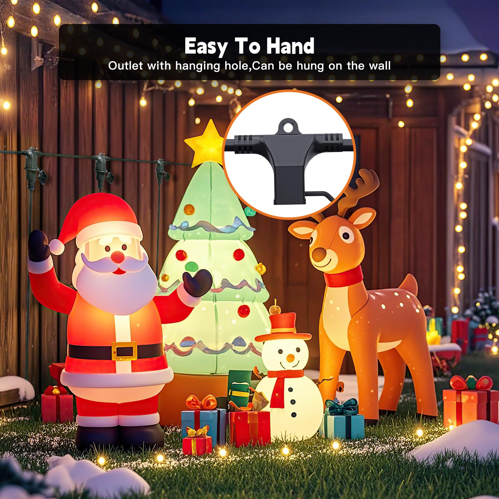 40Ft Outdoor Extension Extension Cord For Halloween Christmas Inflatables With Multiple Outlets Black Electrical Cord With Multi